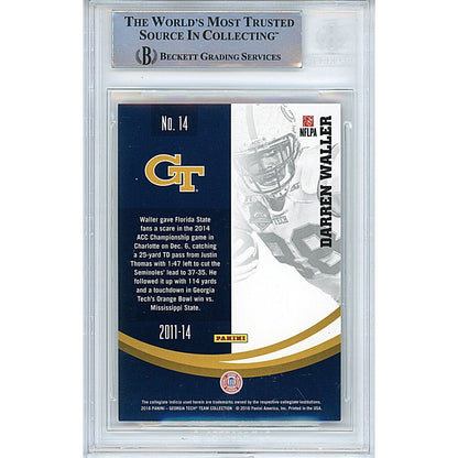 Footballs- Autographed- Darren Waller Georgia Tech Yellow Jackets Signed 2016 Panini Football Card Beckett Authentic Auto Slab Back