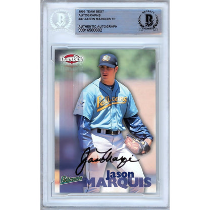 Baseballs- Autographed- Jason Marquis St Louis Cardinals Signed 1999 Team Best Autographs Baseball Card Beckett Authentic Auto Slab Front