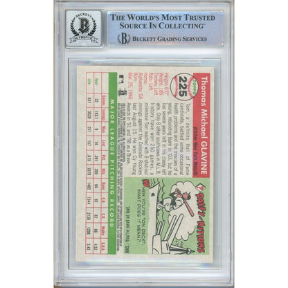 Baseballs- Autographed- Tom Glavine NY Mets Signed 2004 Topps Heritage Trading Card Beckett Authentic BGS Auto-10 Graded Slab Back