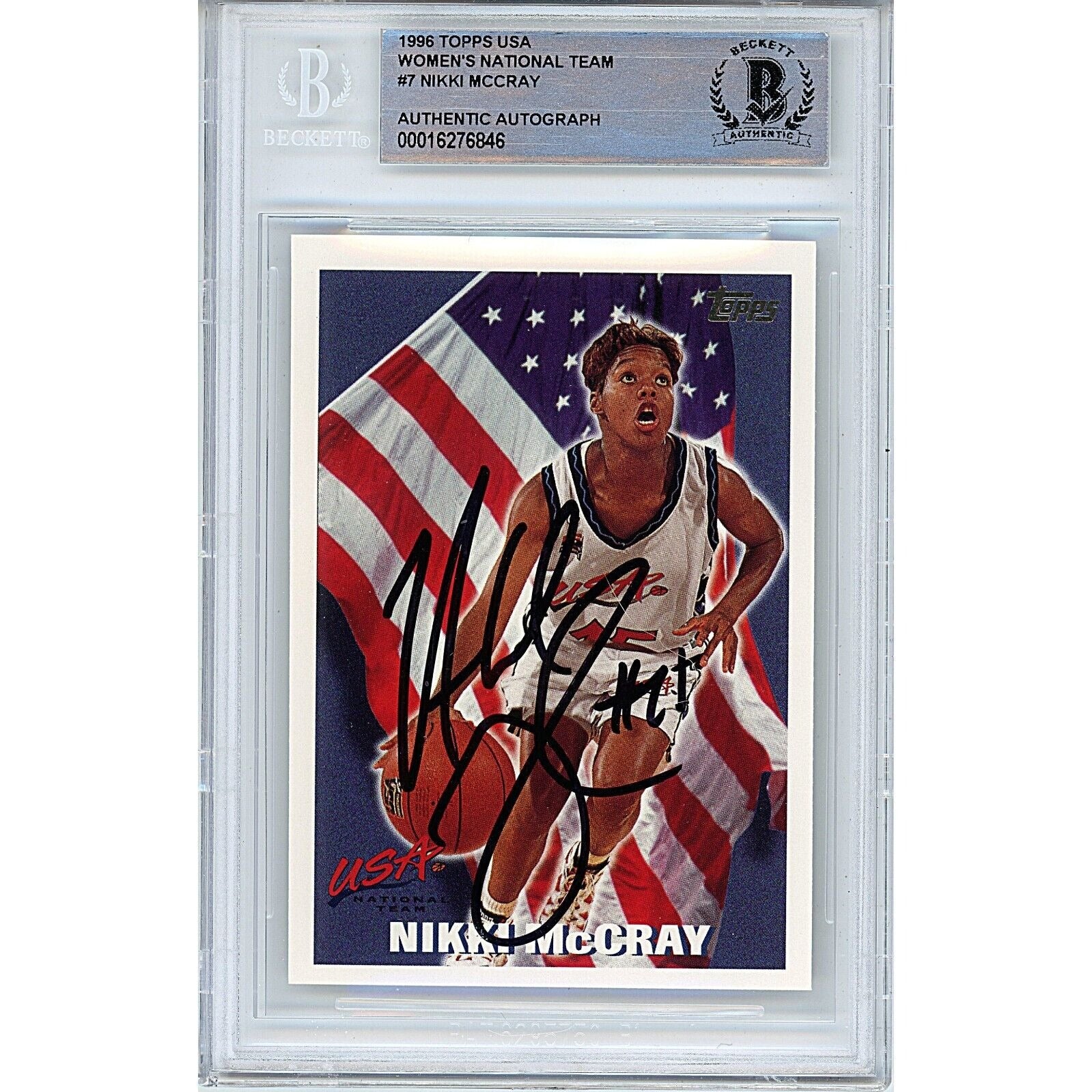 Nikki McCray Team Usa autographed trading card – full view – Beckett COA