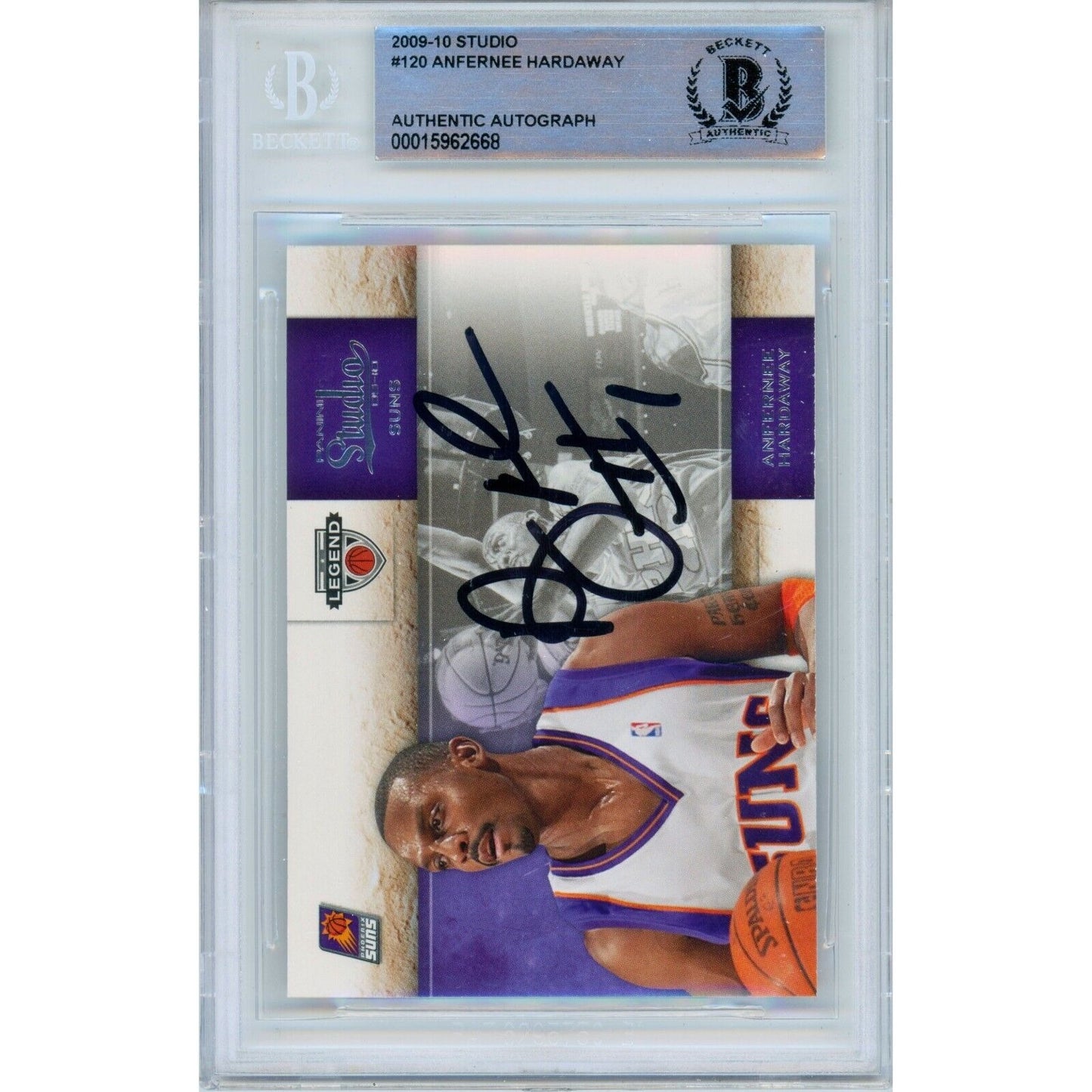 Basketballs- Autographed- Anfernee Hardaway Phoenix Suns Signed 1009-10 Panini Studio Basketball Card Beckett Authenticated Auto Slab Front