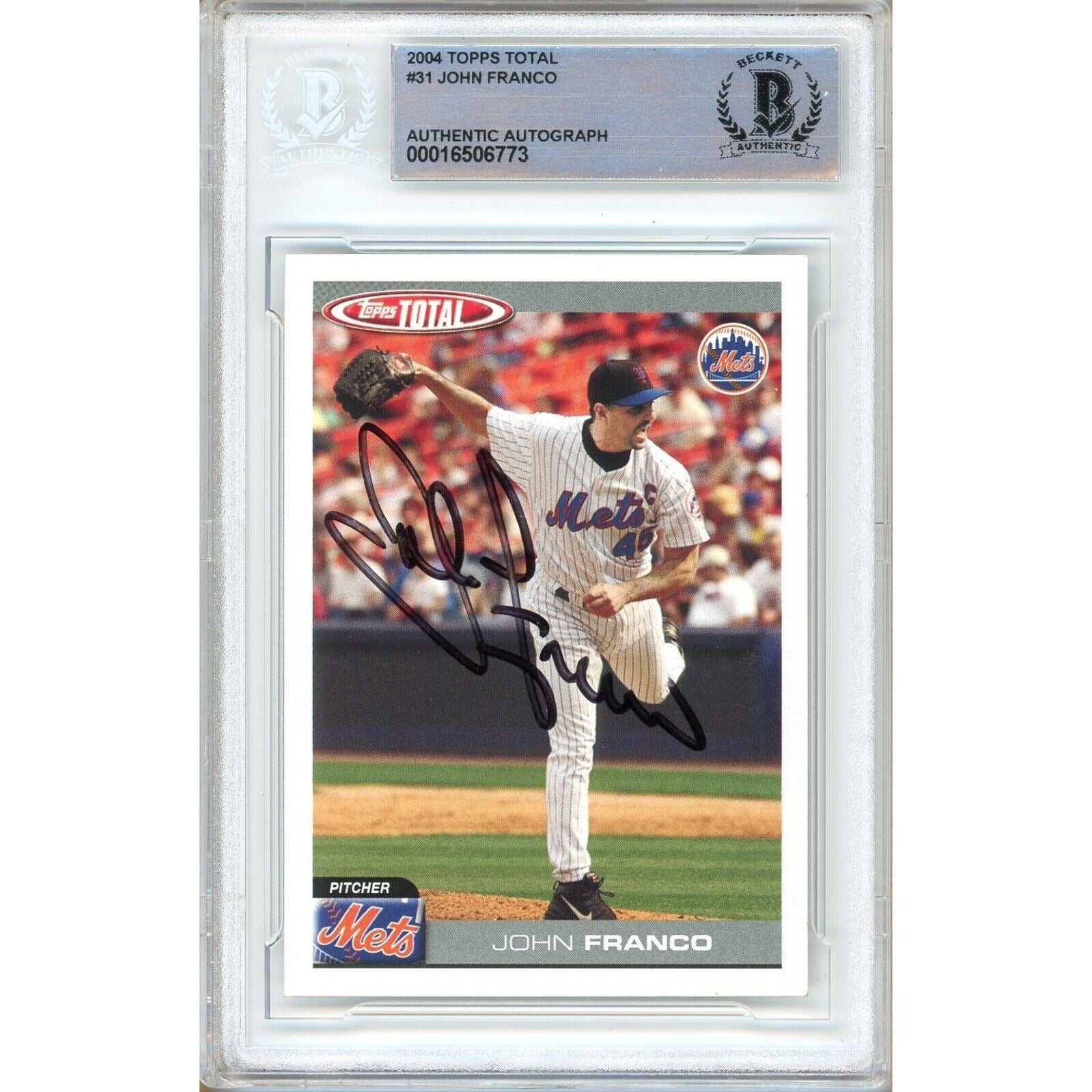 John Franco New York Mets autographed trading card – full view – Beckett COA