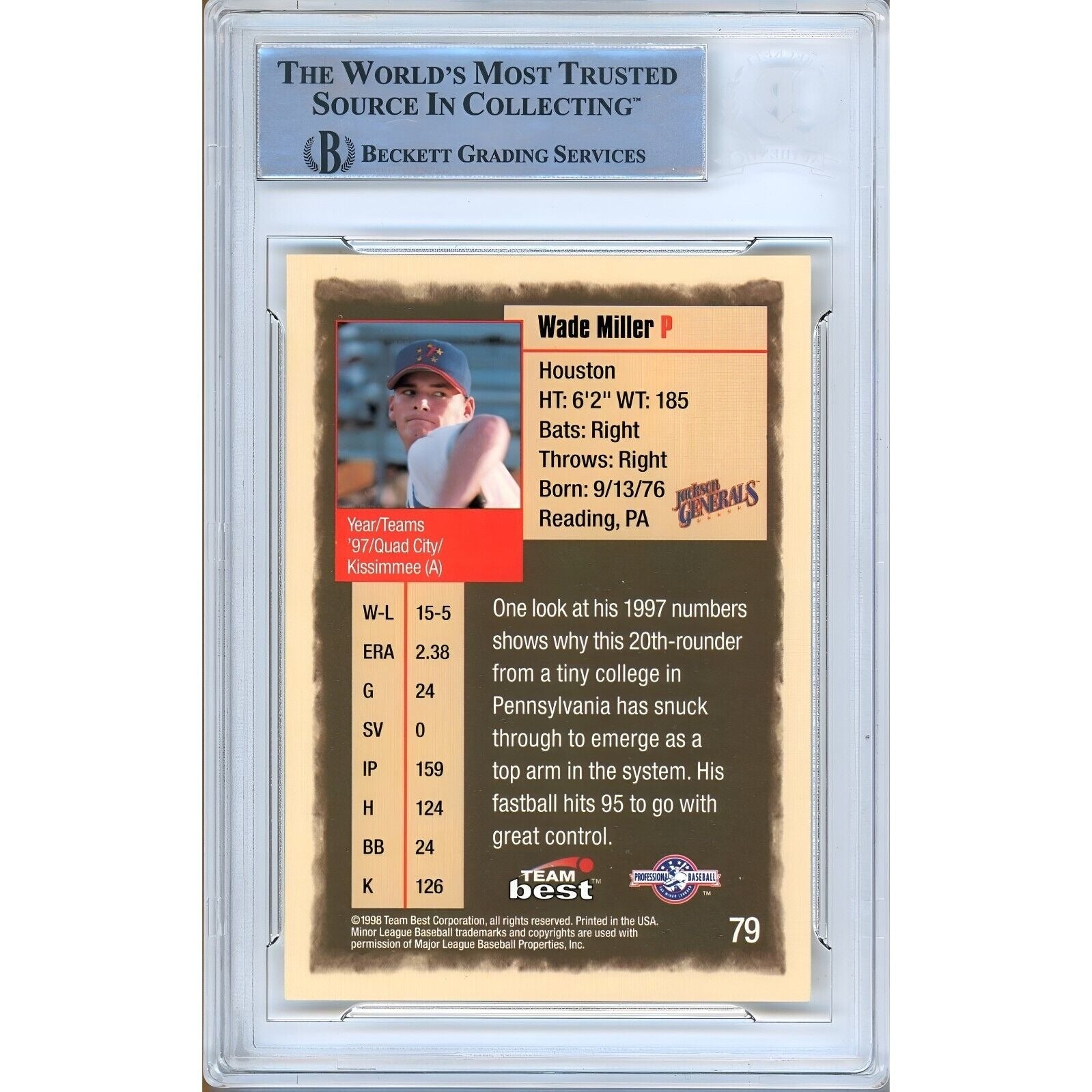 Wade Miller Houston Astros signed trading card – signature close-up – Beckett COA