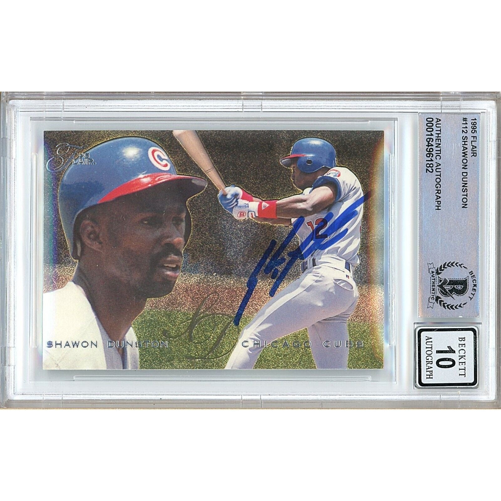 Shawon Dunston Chicago Cubs autographed trading card – full view – Beckett COA