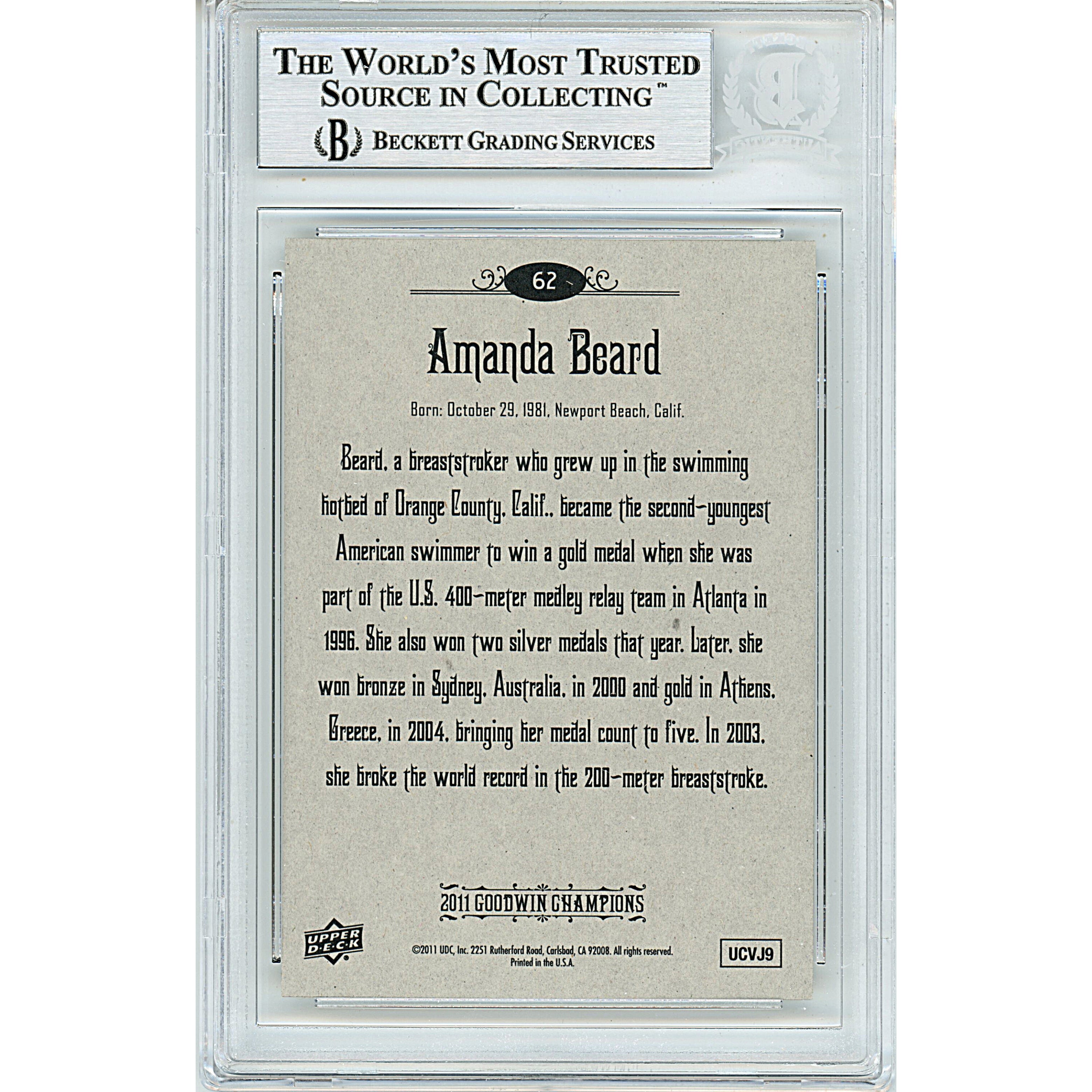 2011 Upper Deck Amanda Beard Team USA Signed Trading Card – Beckett BAS