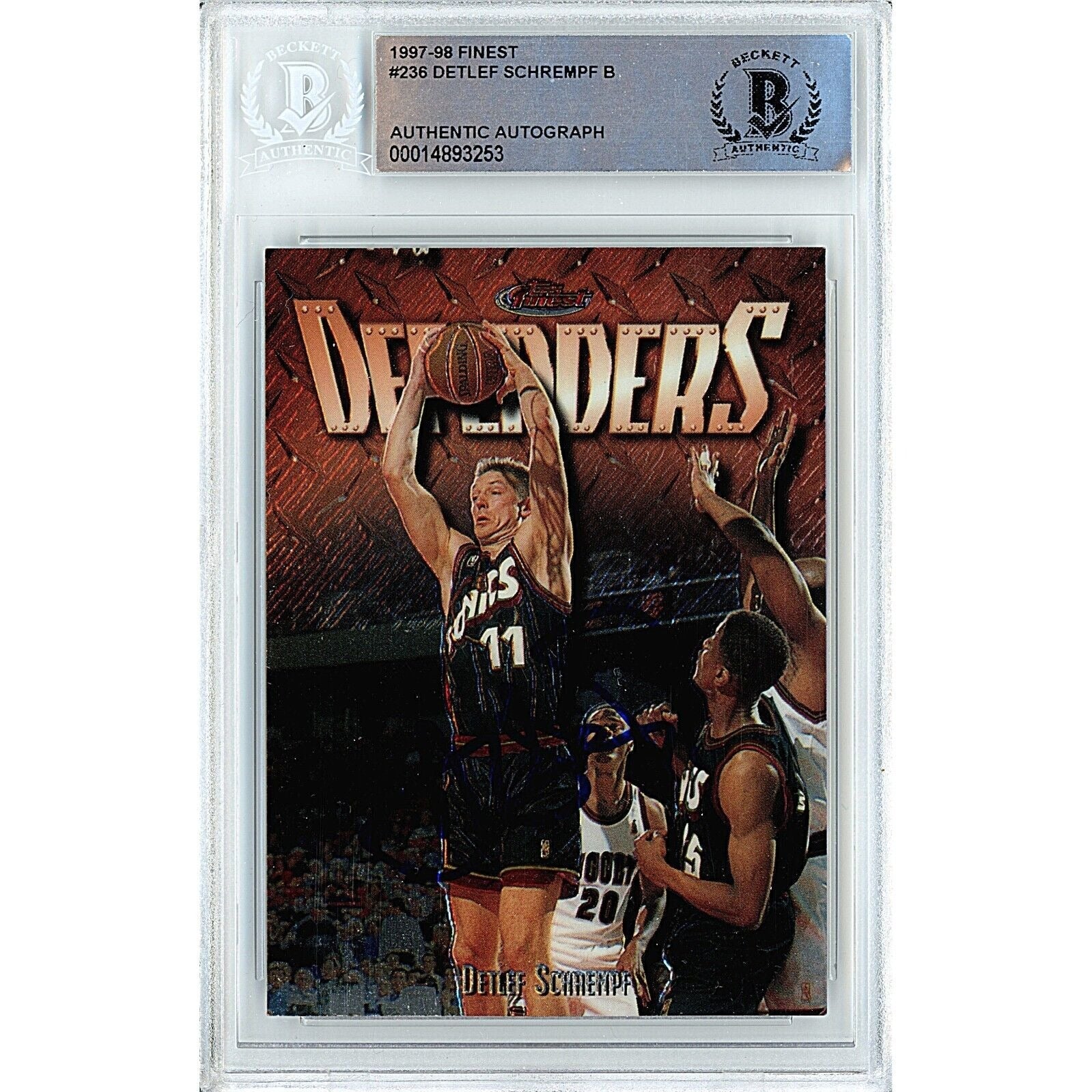 Detlef Schrempf Topps Finest Autographed Trading Card Beckett BAS