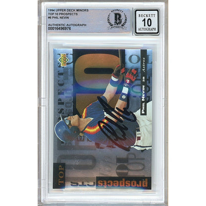 Baseballs- Autographed- Phil Nevin Houston Astros Signed 1994 Upper Deck Minors Baseball Rookie Card Beckett Authenticated BGS Auto-10 Graded Slab Front