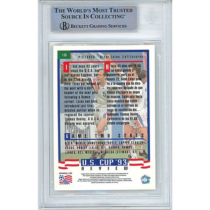 Soccer- Autographed- Alexi Lalas Team USA Signed 1993 Upper Deck World Cup '94 Preview Soccer Card Beckett Authentic Auto Slab Back