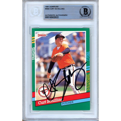 Baseballs- Autographed- Curt Schilling Baltimore Orioles Signed 1991 Donruss Baseball Card Beckett Authentic Auto Slab Front