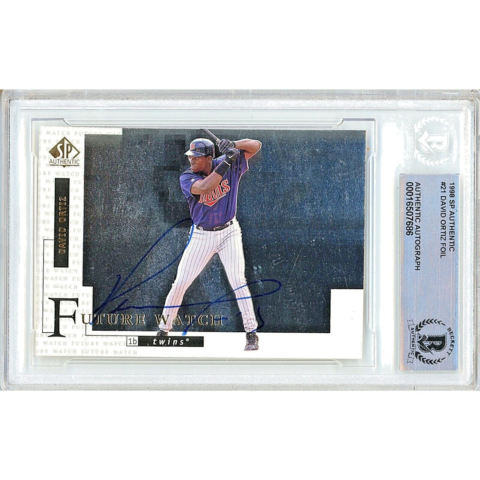 1998 SP Authentic Foil # David Ortiz Minnesota Twins Autographed Trading Card – Beckett BAS