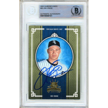 Baseballs- Autographed- Joe Crede Chicago White Sox Signed 2005 Donruss Diamond Kings Baseball Card Beckett Authentic Auto Slab Front