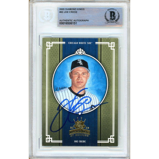 Baseballs- Autographed- Joe Crede Chicago White Sox Signed 2005 Donruss Diamond Kings Baseball Card Beckett Authentic Auto Slab Front