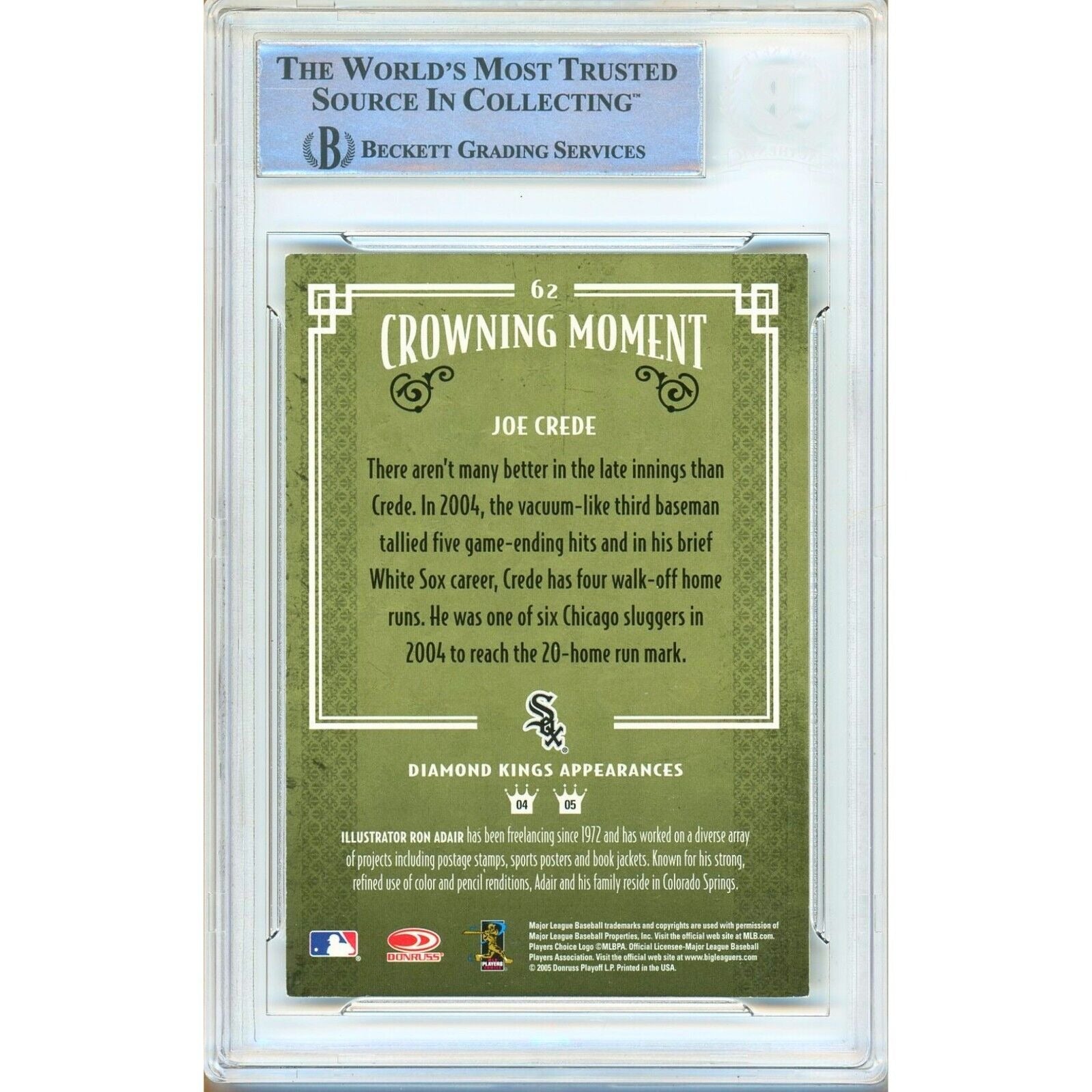 Joe Crede Chicago White Sox signed trading card – signature close-up – Beckett COA