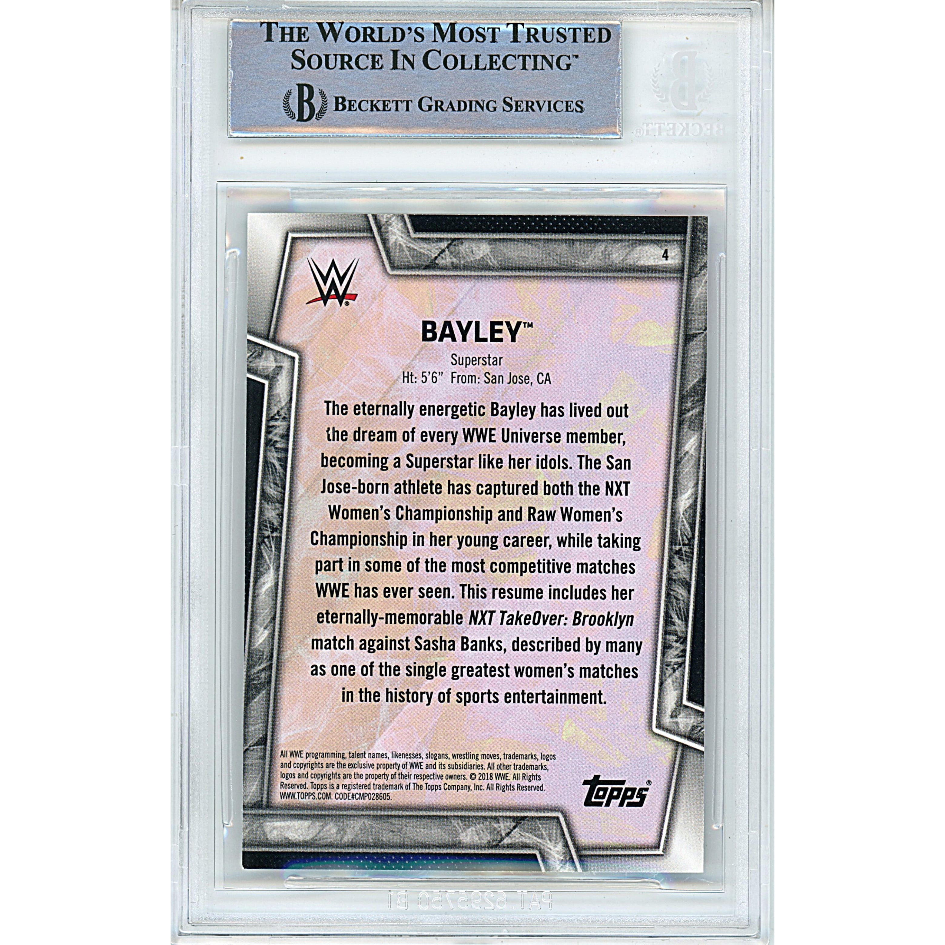Bayley Autographed Womens Division Signed Trading Card Beckett BGS