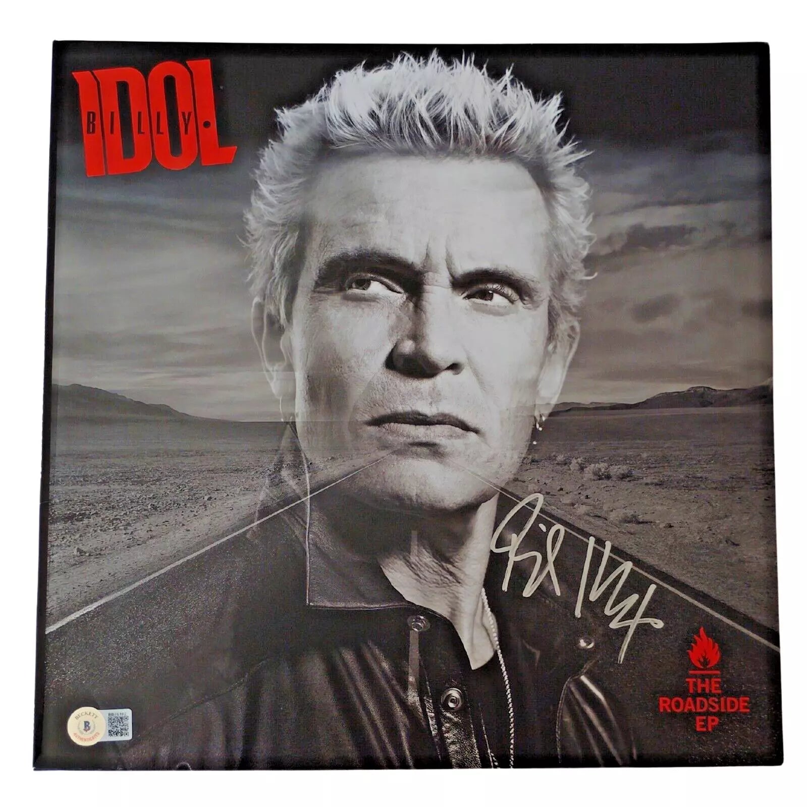 Music- Autographed- Billy Idol Signed Roadside EP Vinyl Record Album Cover Beckett BAS Authentication BB76102-101