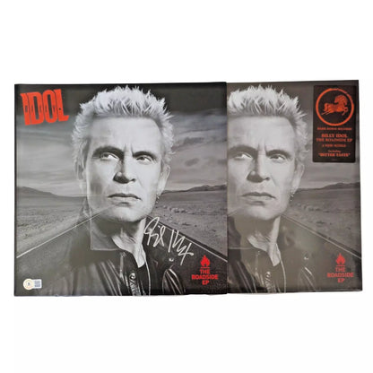 Music- Autographed- Billy Idol Signed Roadside EP Vinyl Record Album Cover Beckett BAS Authentication BB76102-108