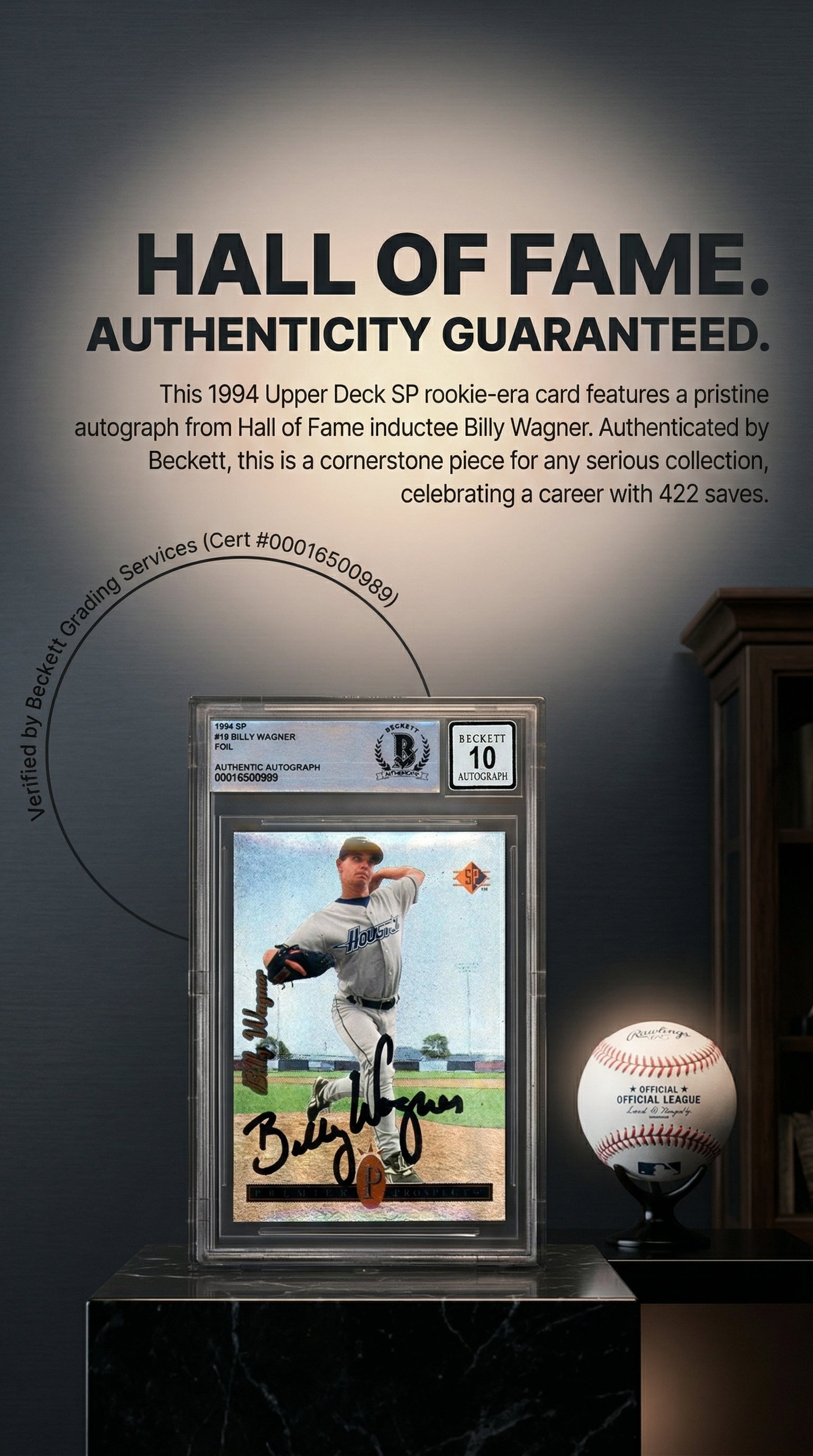 Billy Wagner Autographed 1994 Upper Deck SP # 18 - Houston Astros - Beckett Authentication