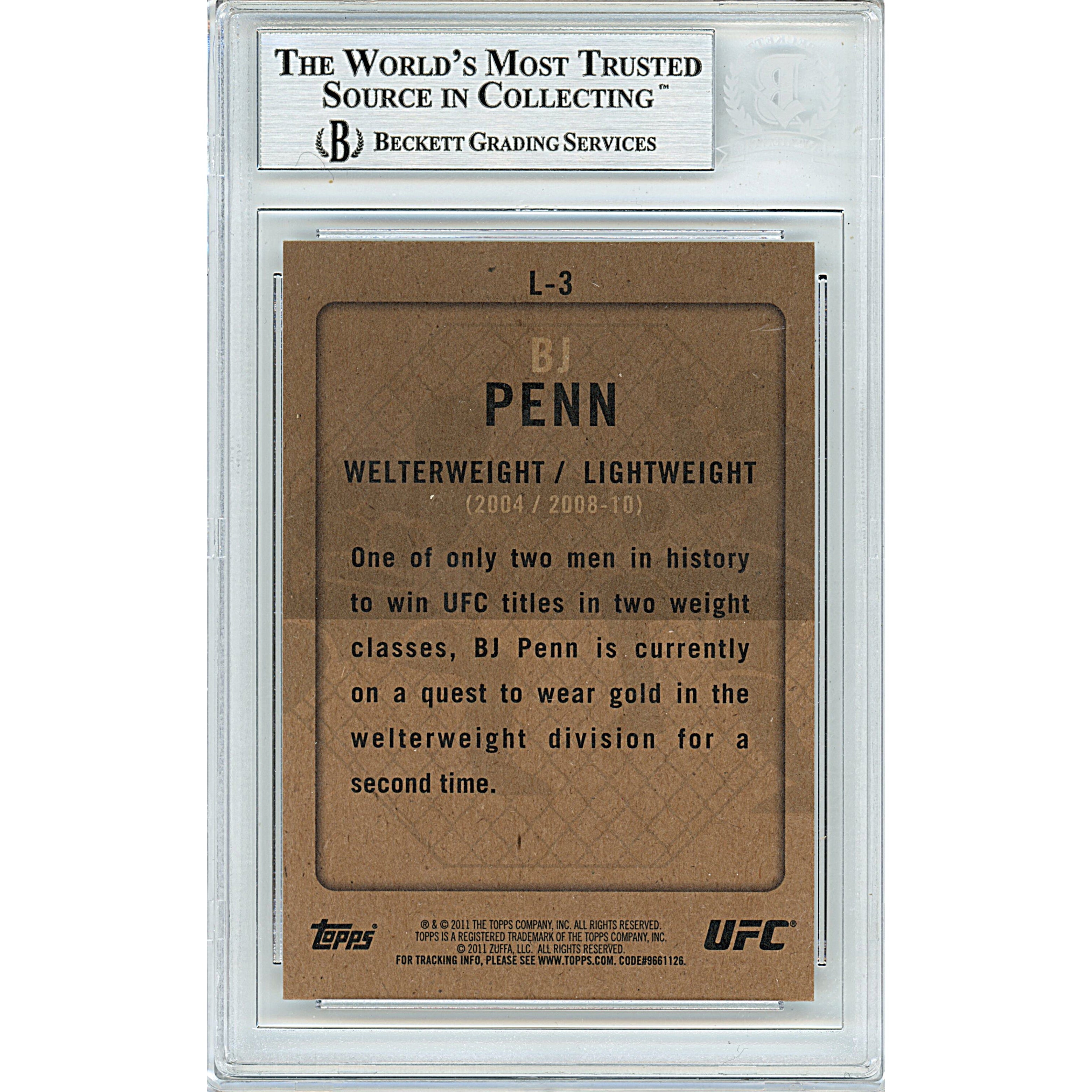 Bj Penn Title Shot Legacy Signed Trading Card Beckett BGS