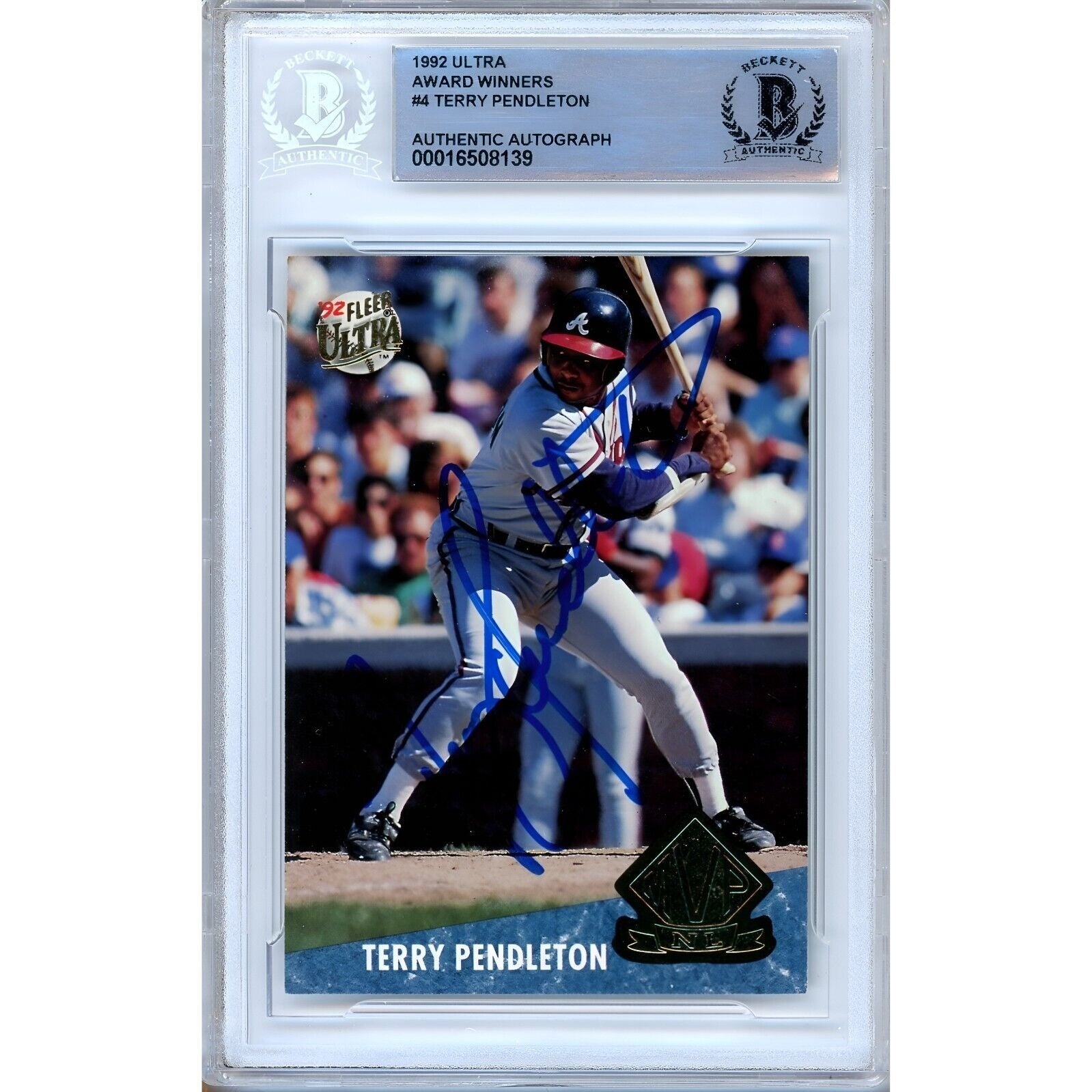 Terry Pendleton Atlanta Braves autographed trading card – full view – Beckett COA