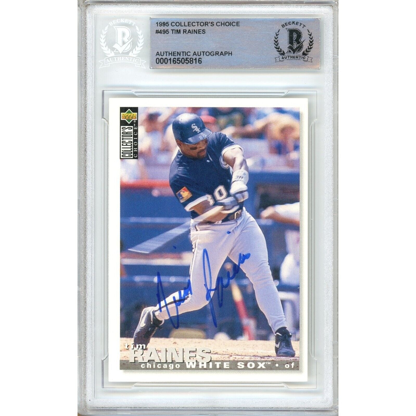 Tim Raines Chicago White Sox autographed trading card – full view – Beckett COA