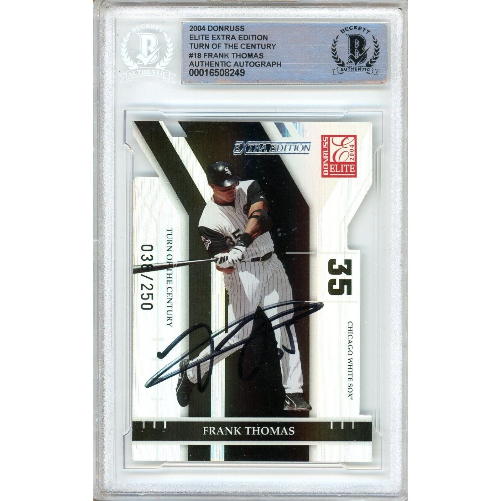 Baseballs- Autographed- Frank Thomas Chicago White Sox Signed 2004 Donruss Elite Extra Edition Turn of the Century Baseball Card Beckett Authentic Auto Slab Front