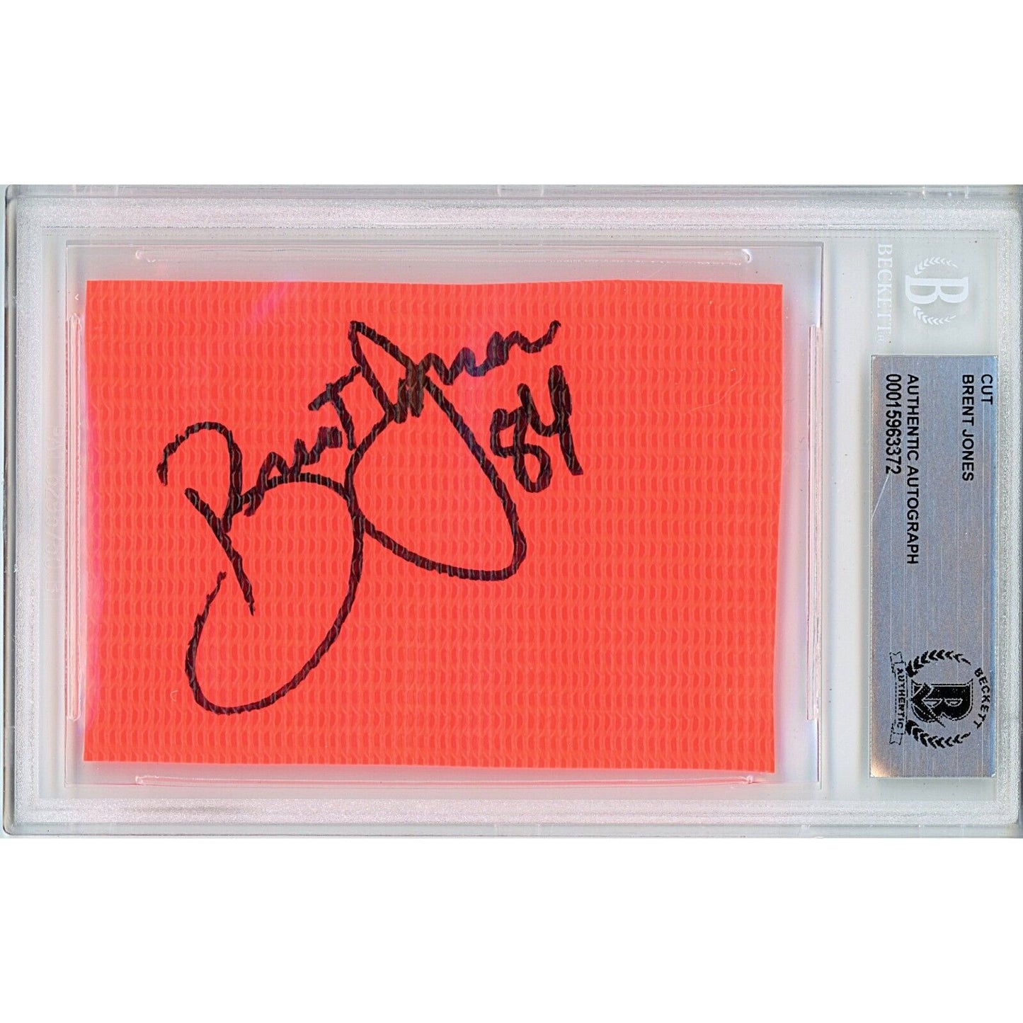 Footballs- Autographed- Brent Jones San Francisco 49ers Signed End Zone Pylon Auto Cut Beckett Authentic Slab Front