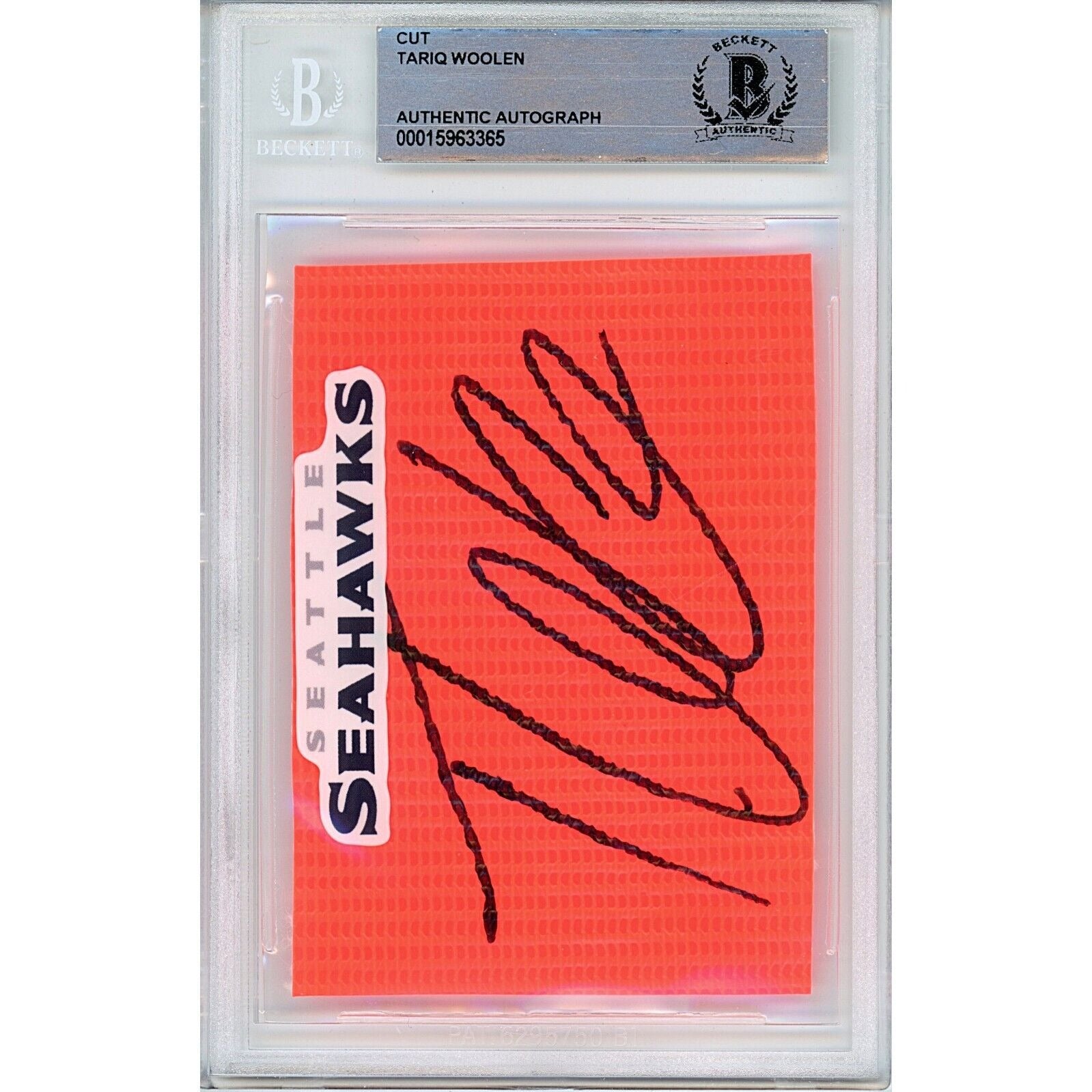 Tariq Woolen Seattle Seahawks signed trading card – signature close-up – Beckett COA