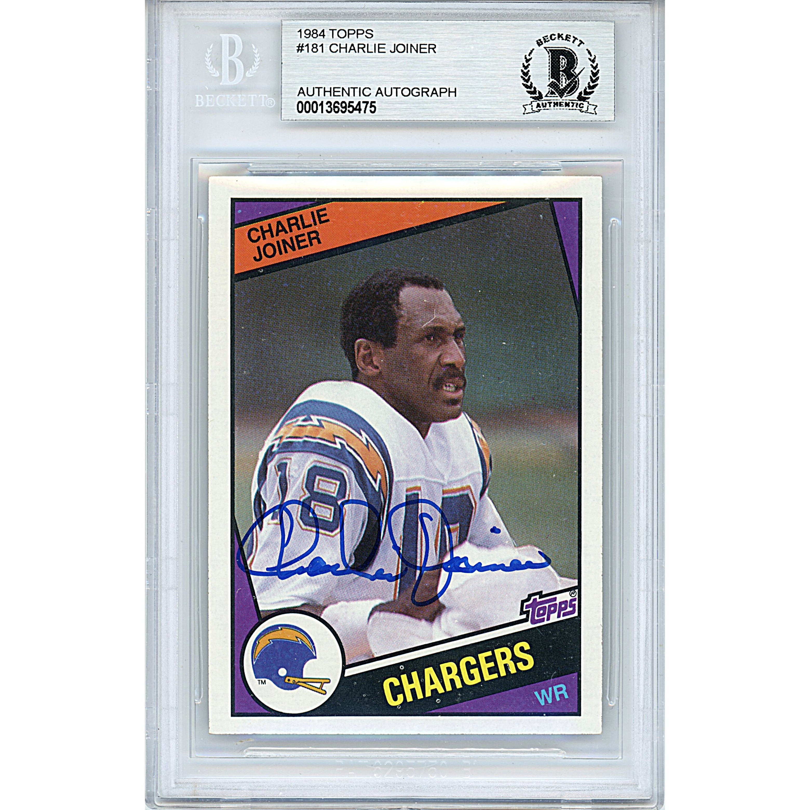 Charlie Joiner San Diego Chargers Autographed Trading Card Beckett BGS