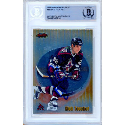 Hockey- Autographed- Rick Tocchet Arizona Coyotes Signed 1998-99 Bowman's Best Trading Card Beckett Authentic Auto Slab Front