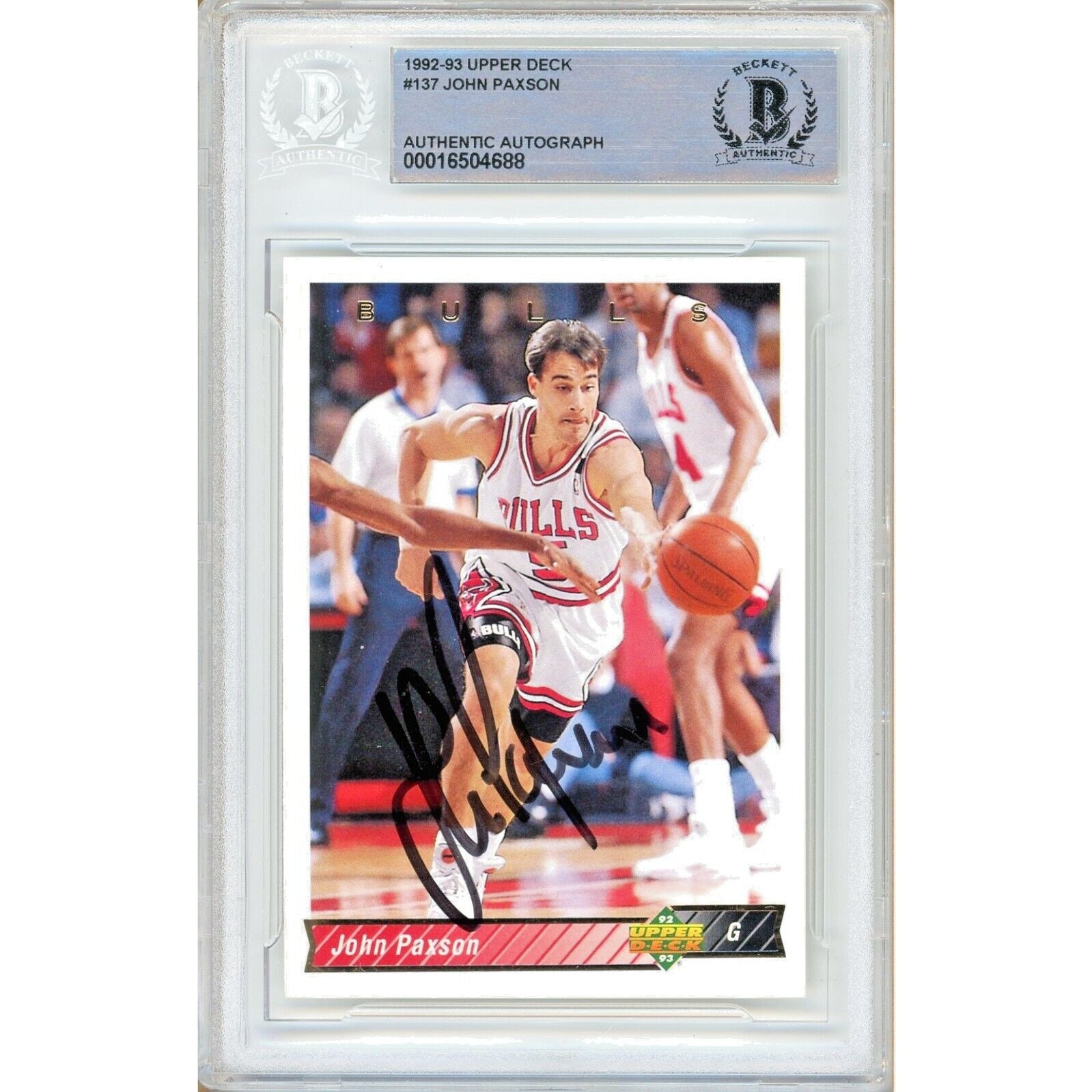 John Paxson Chicago Bulls autographed trading card – full view – Beckett COA