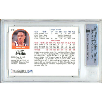 Basketballs- Autographed- John Starks New York Knicks Signed 1992-93 NBA Hoops Basketball Card Beckett Authentic Auto Slab Back