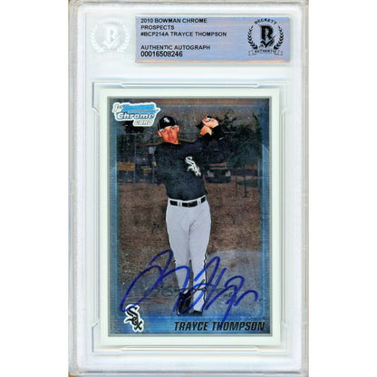 Baseballs- Autographed- Trayce Thompson Chicago White Sox Signed 2010 Bowman Chrome Prospects Rookie Trading Card Beckett Authentic Auto Slab Front