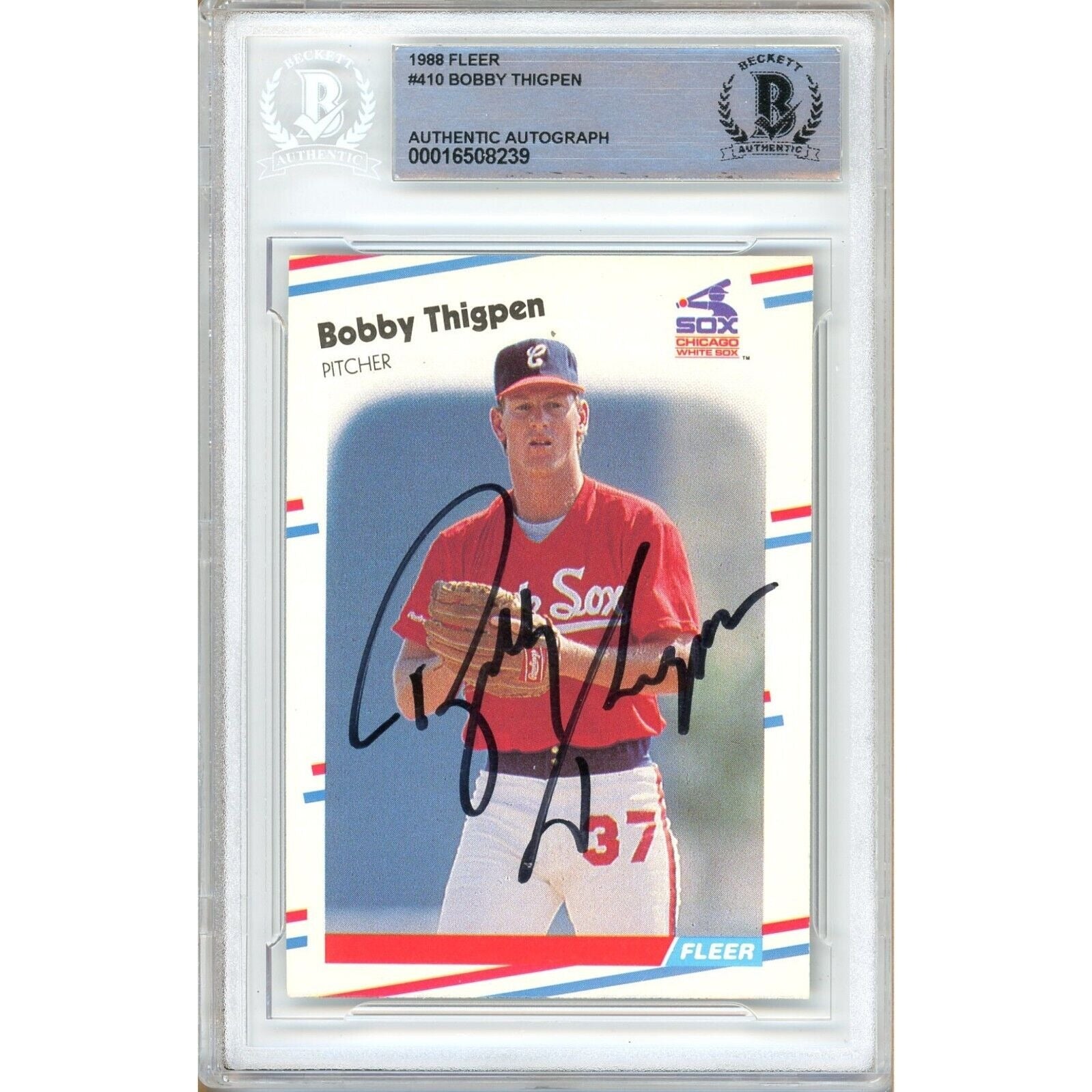 1988 Fleer Bobby Thigpen White Sox Autographed Trading Card – Beckett BAS