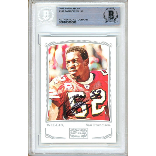 Footballs- Autographed- Patrick Willis San Francisco 49ers Signed 2009 Topps Mayo Football Card Beckett Authentic Auto Slab Front