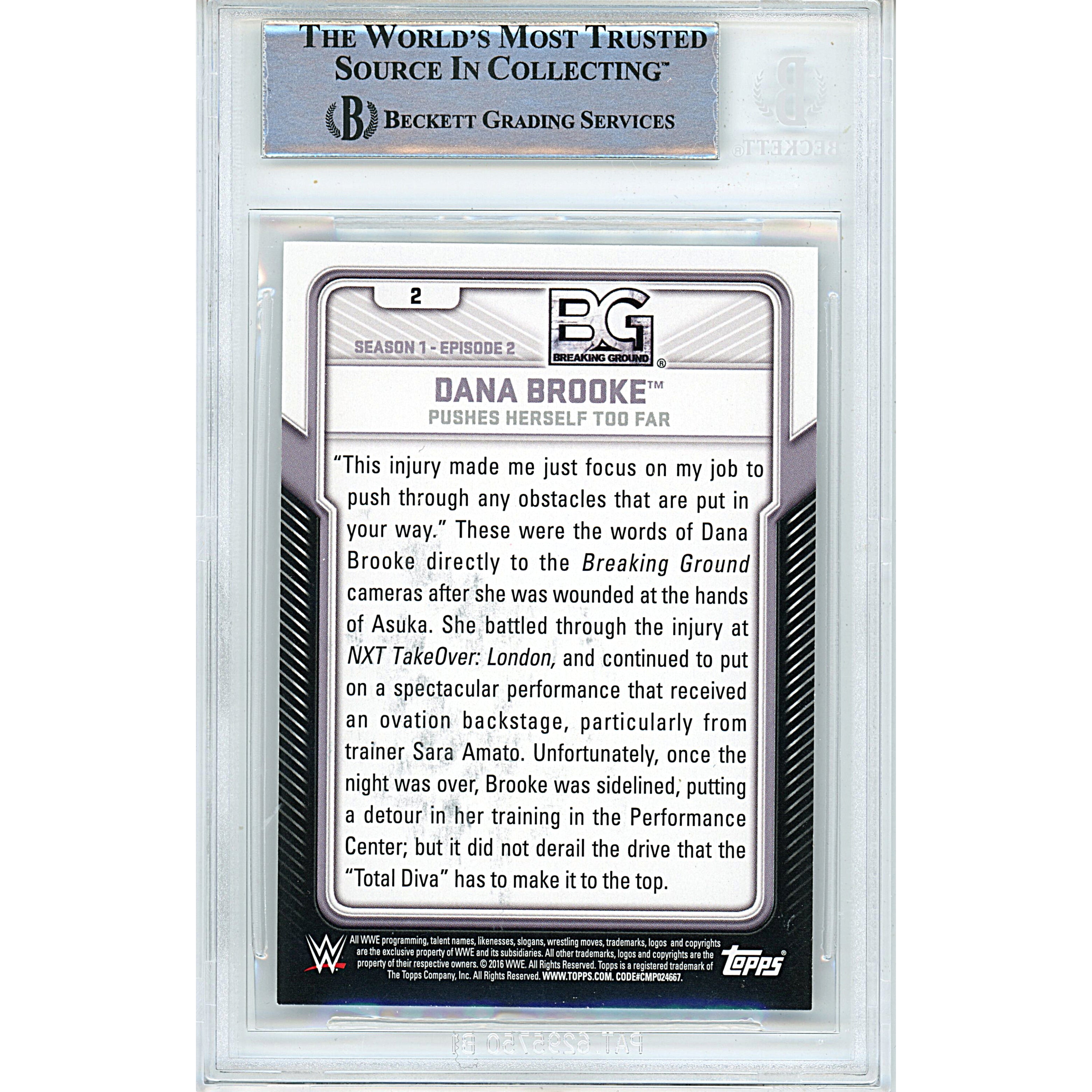 Dana Brooke Breaking Ground Signed Trading Card Beckett BGS