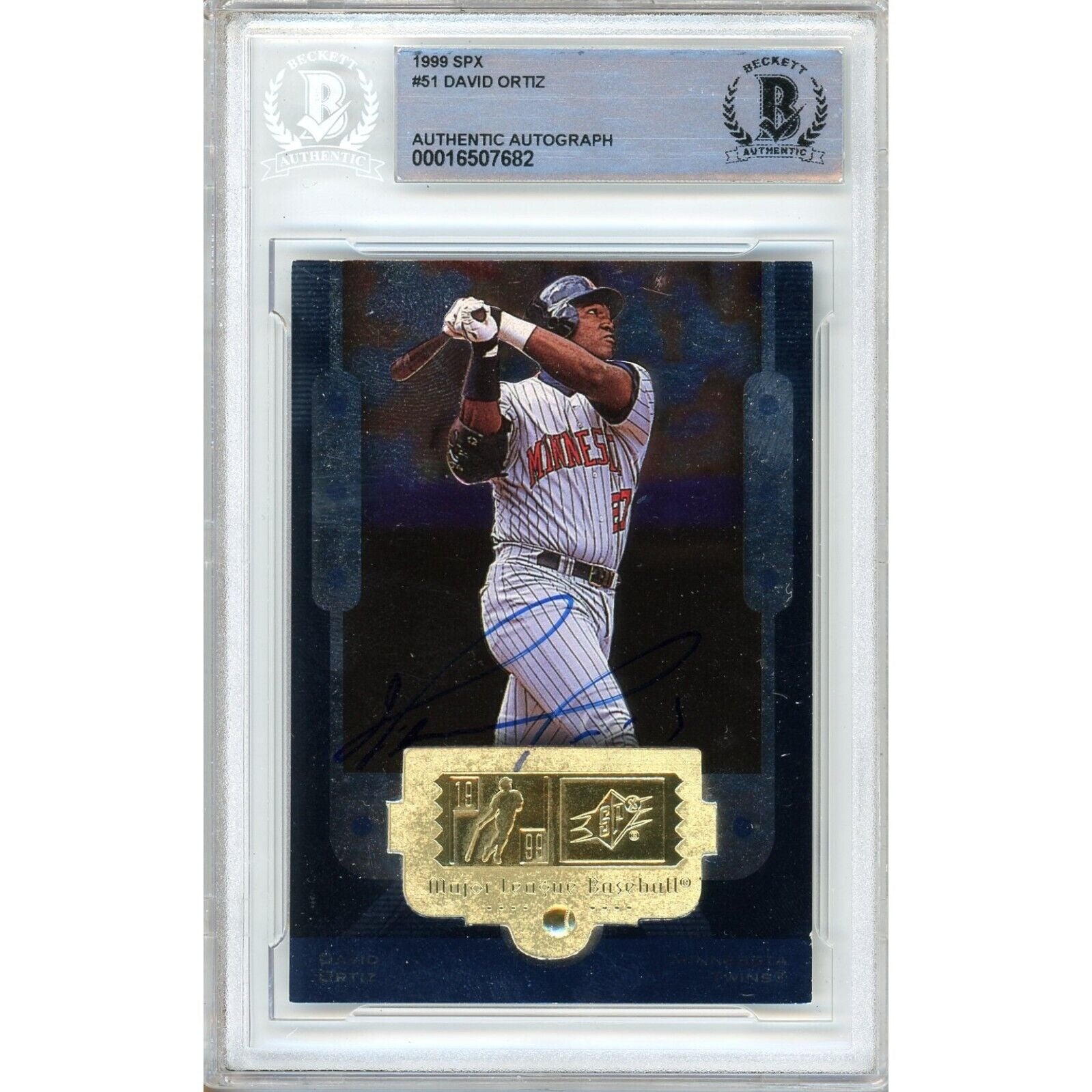 1999 SPx #51 David Ortiz Minnesota Twins Autographed Trading Card – Beckett BAS