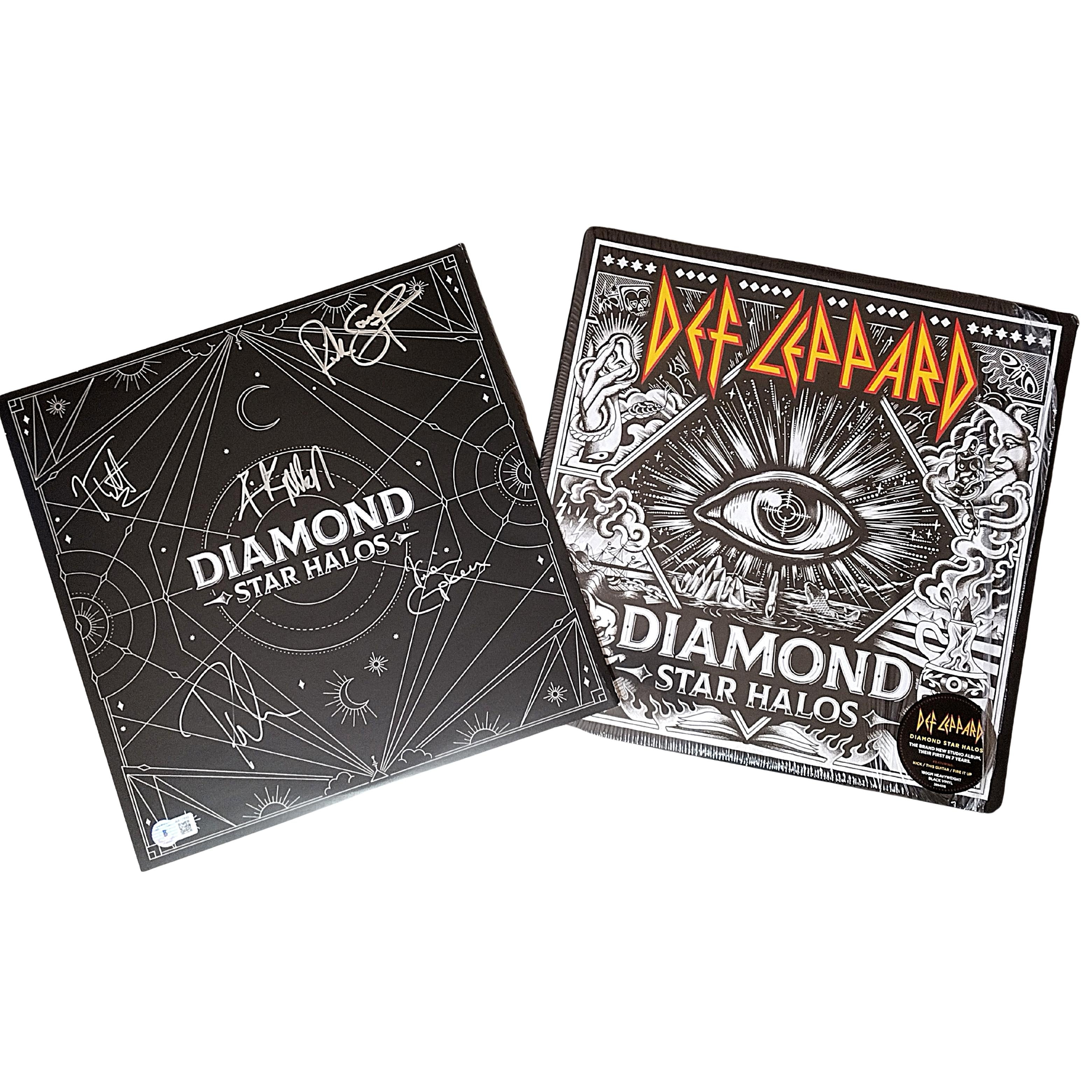 Def Leppard Band Autographed Diamond Signed Vinyl Beckett BAS