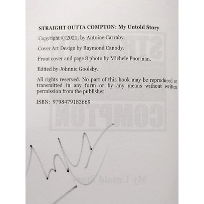 Music- Autographed- DJ Yella of NWA Signed Straight Outta Compton Hardcover 1st Edition Book Beckett Authentic Auto COA Front ISBN Page