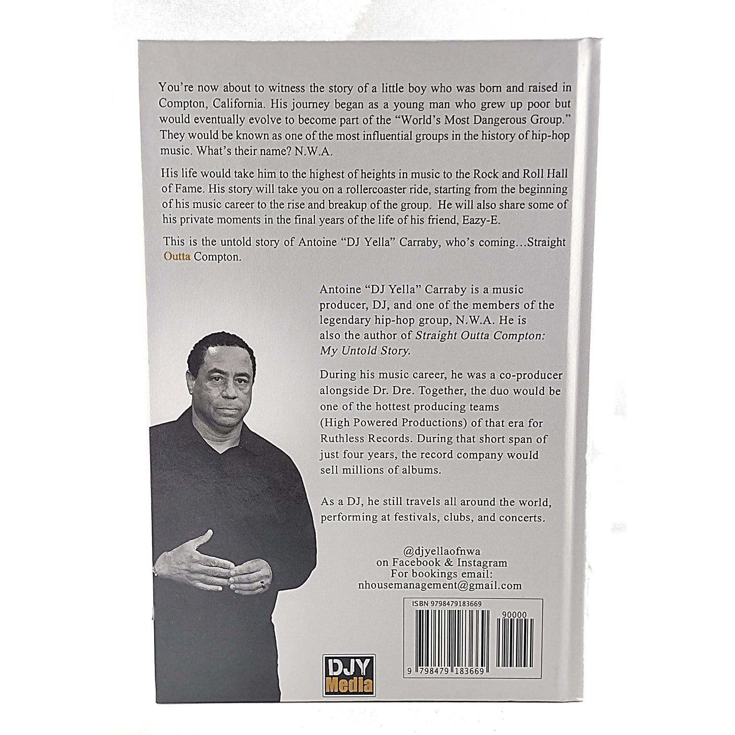 Music- Autographed- DJ Yella of NWA Signed Straight Outta Compton Hardcover 1st Edition Book Beckett Authentic Auto COA Back