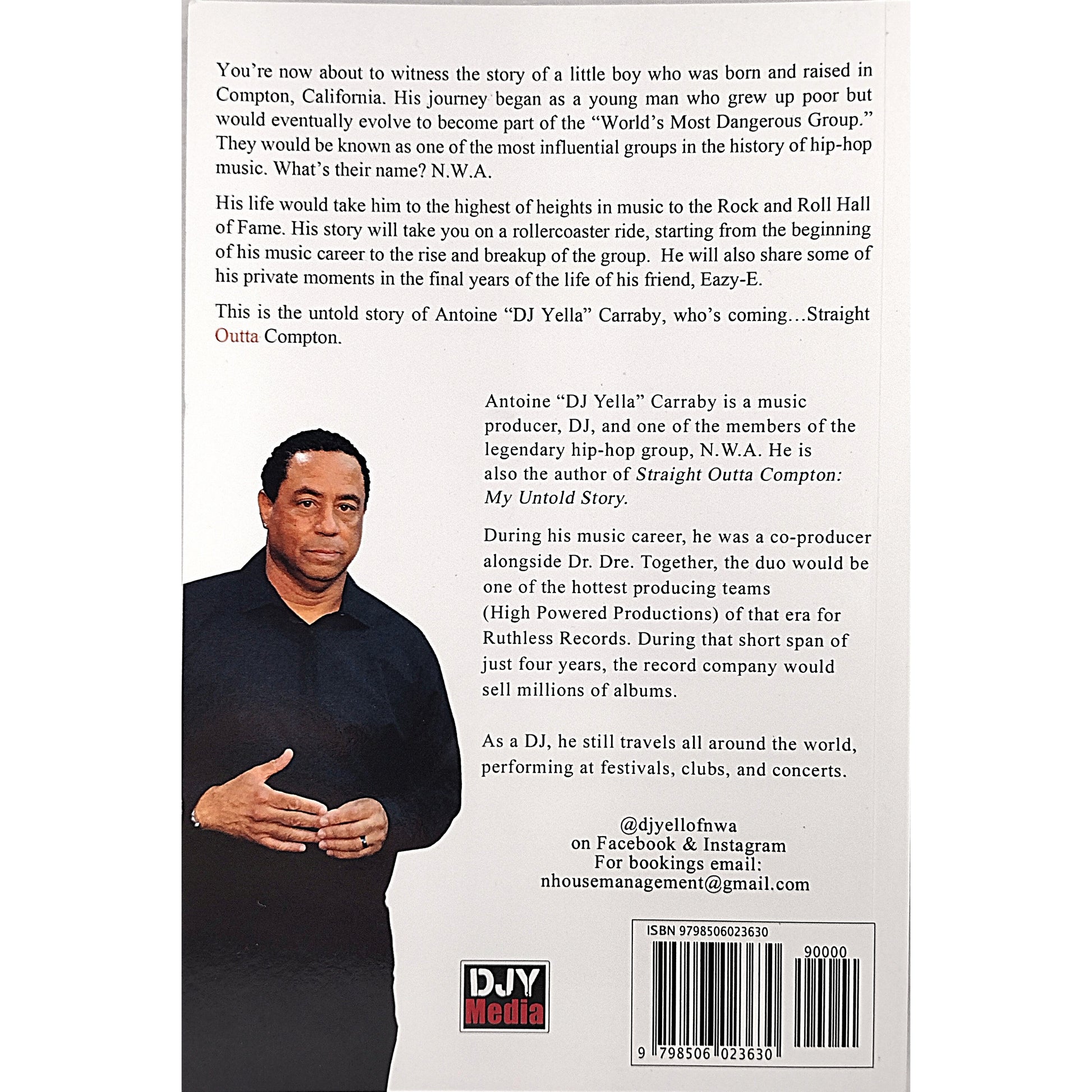 Music- Autographed- DJ Yella of NWA Signed Straight Outta Compton My Untold Story Paperback Book Exact Proof Photo Beckett Authentication BA91056 Back Cover