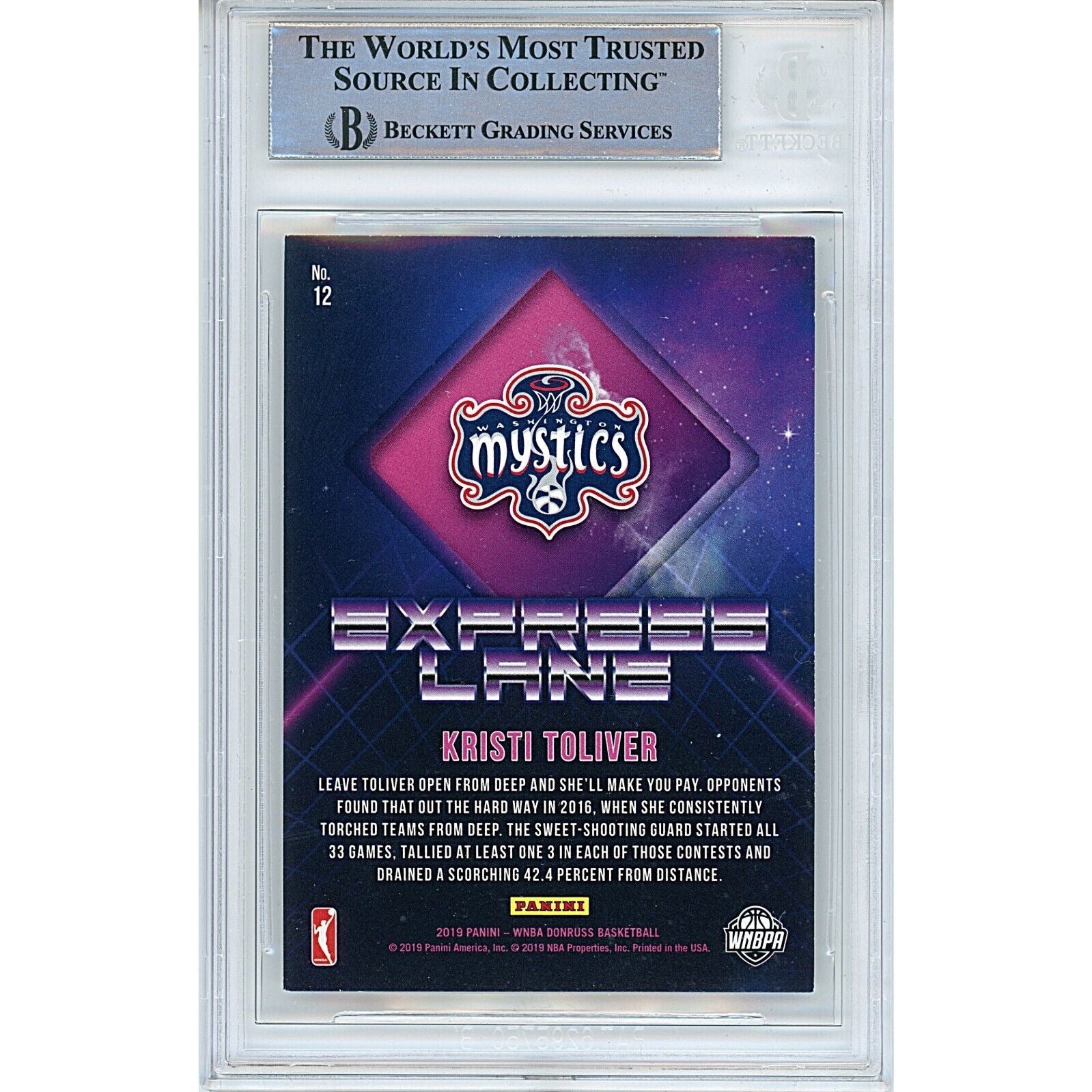 Kristi Toliver Washington Mystics signed trading card – signature close-up – Beckett COA