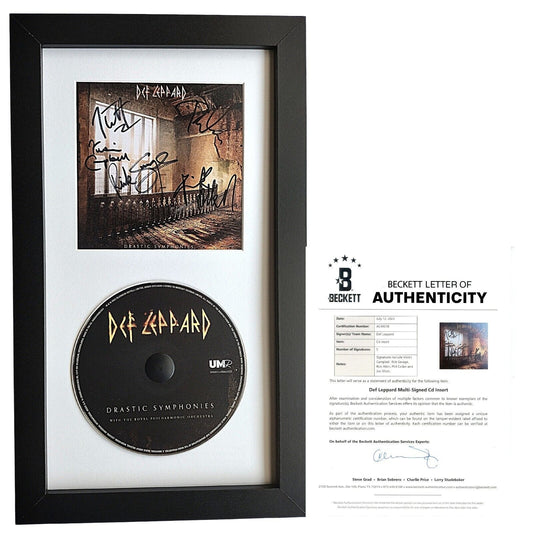 Music- Autographed- Def Leppard Signed Drastic Symphonies Album CD Cover Framed Beckett COA Authentic Front with BAS LOA