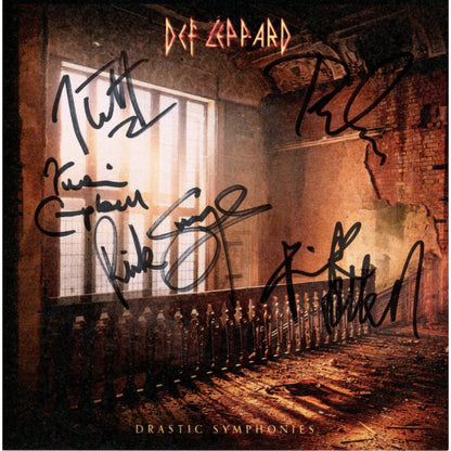 Music- Autographed- Def Leppard Signed Drastic Symphonies Album CD Cover Framed Beckett COA Authentic Front of Cover with BAS LOA