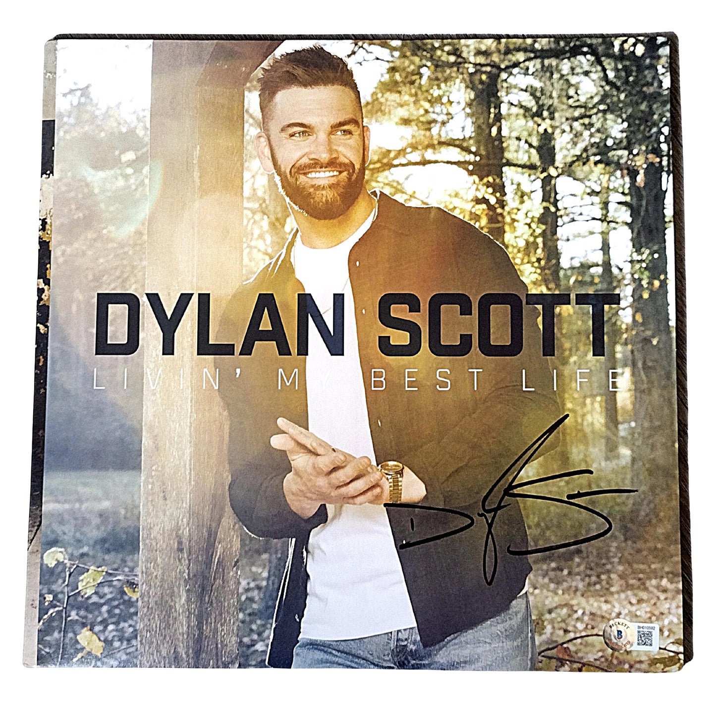 Music- Autographed- Dylan Scott Signed Livin' My Best Life Vinyl Record Album Cover Beckett Authentication 106