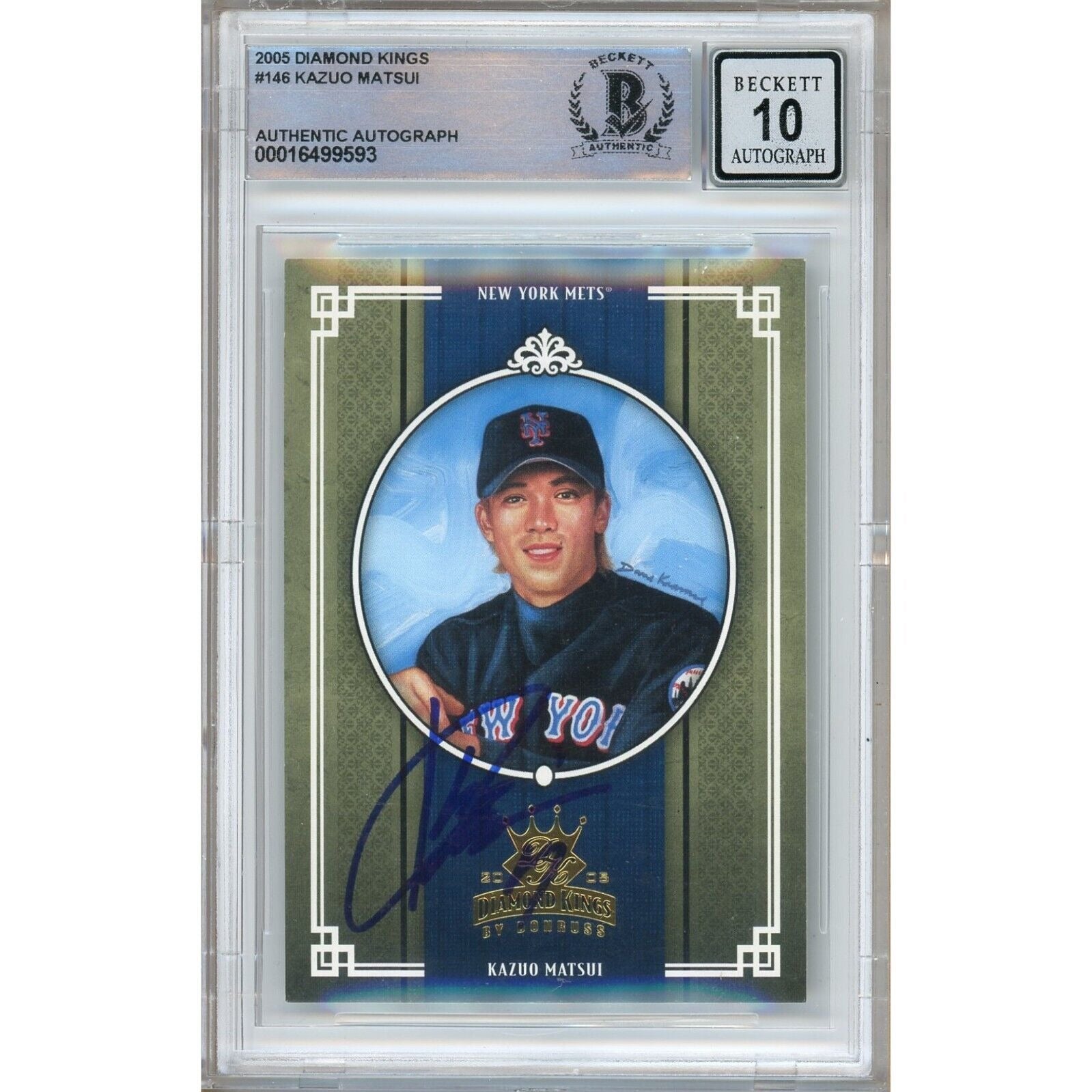 Kazuo Matsui New York Mets autographed trading card – full view – Beckett COA
