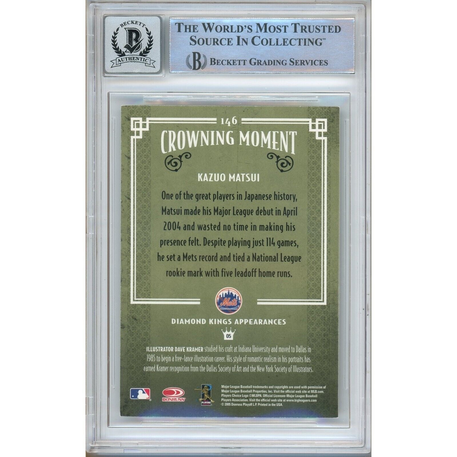 Kazuo Matsui Donruss Diamond Kings Signed Trading Card Beckett BGS