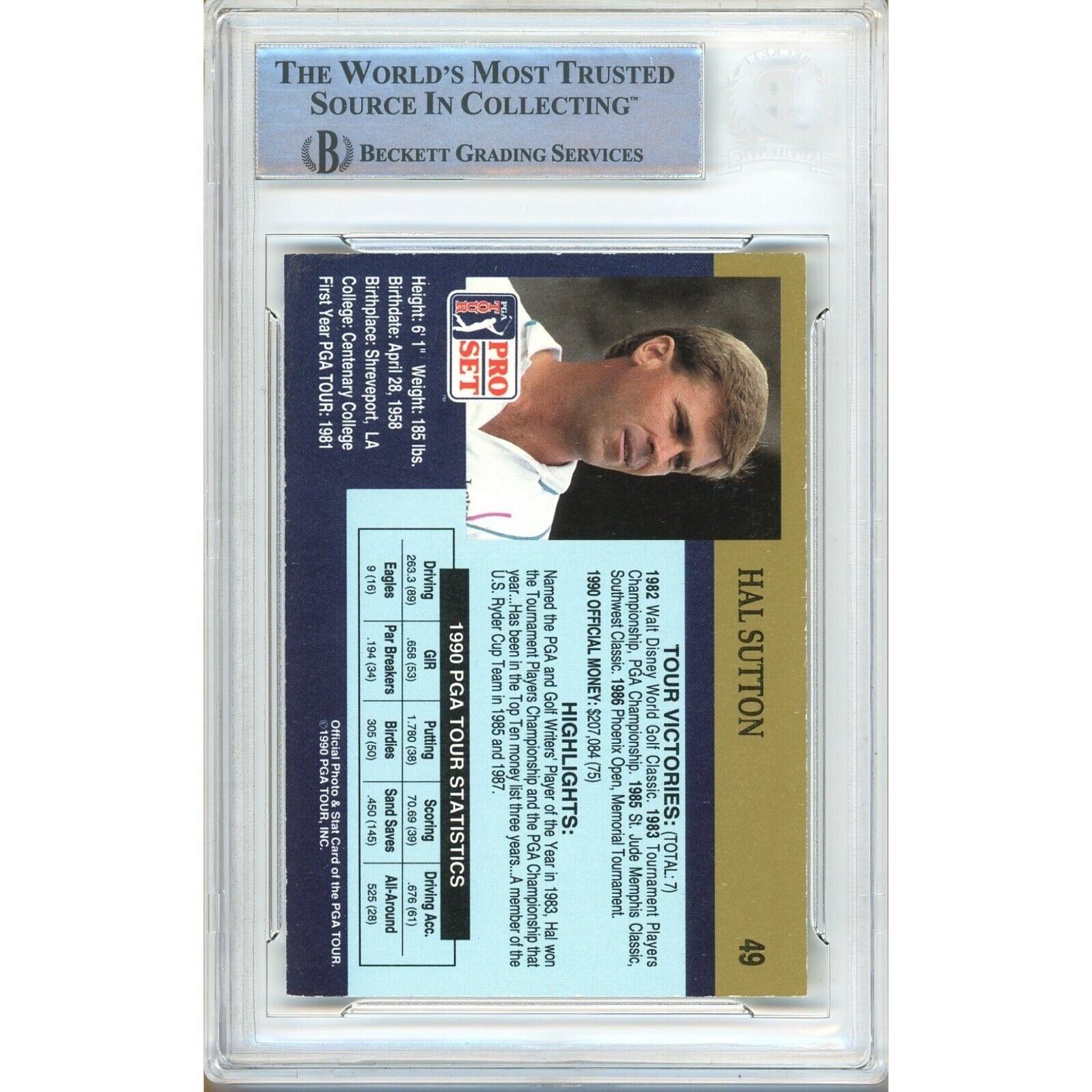 Hal Sutton Pro Set Autograph Trading Card Beckett BAS