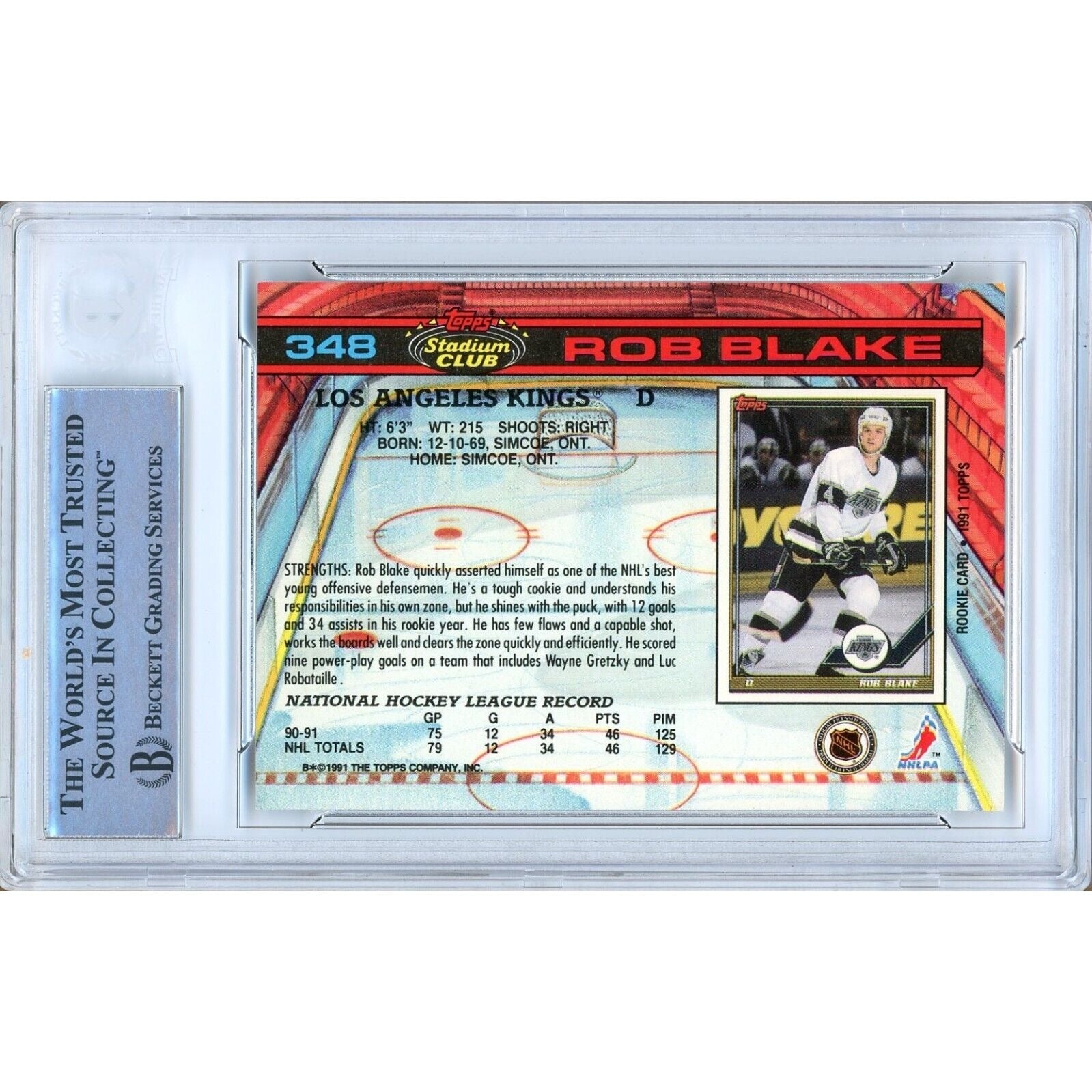 Rob Blake Los Angeles Kings signed trading card – signature close-up – Beckett COA