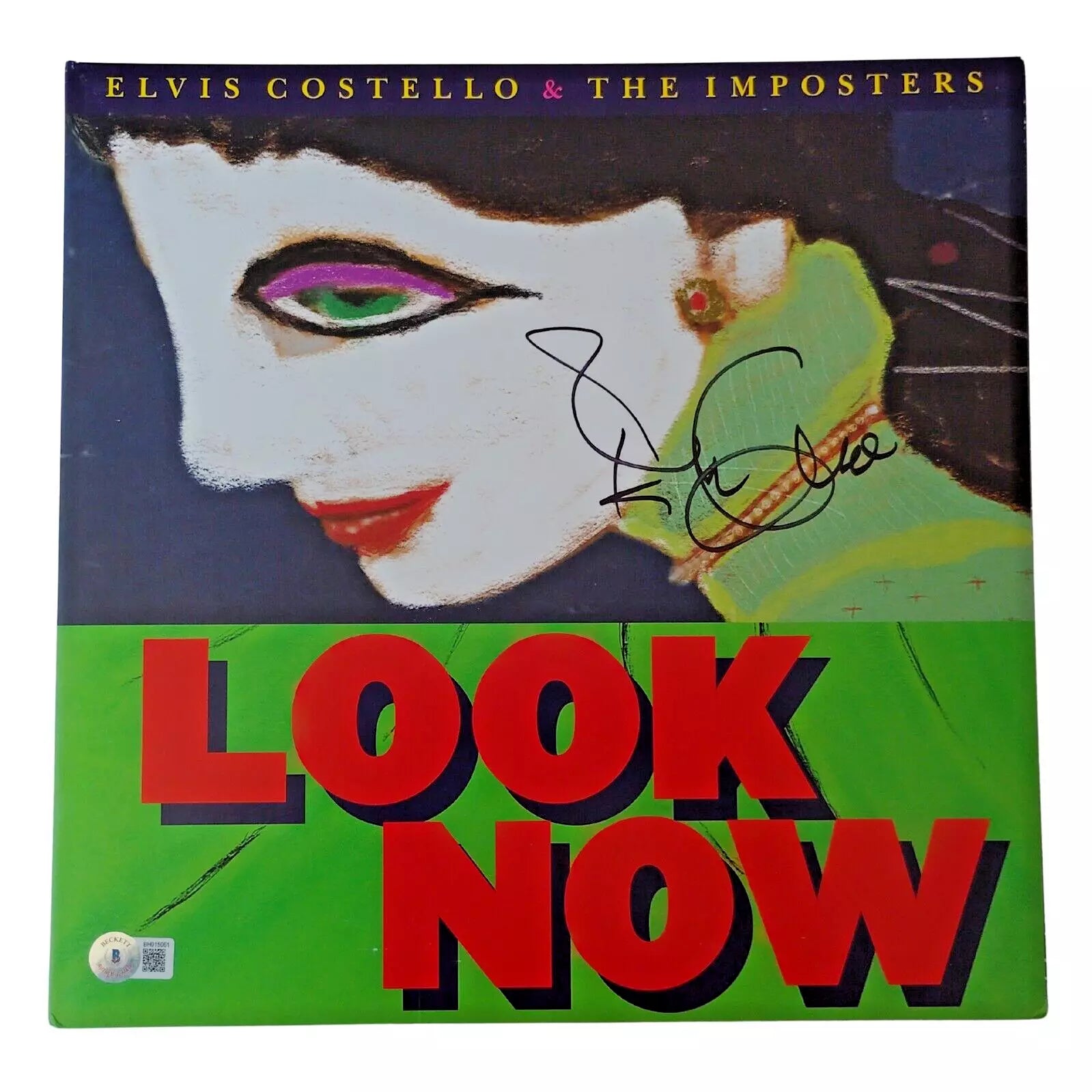 Elvis Costello Autographed Look Now Trading Card Beckett BAS