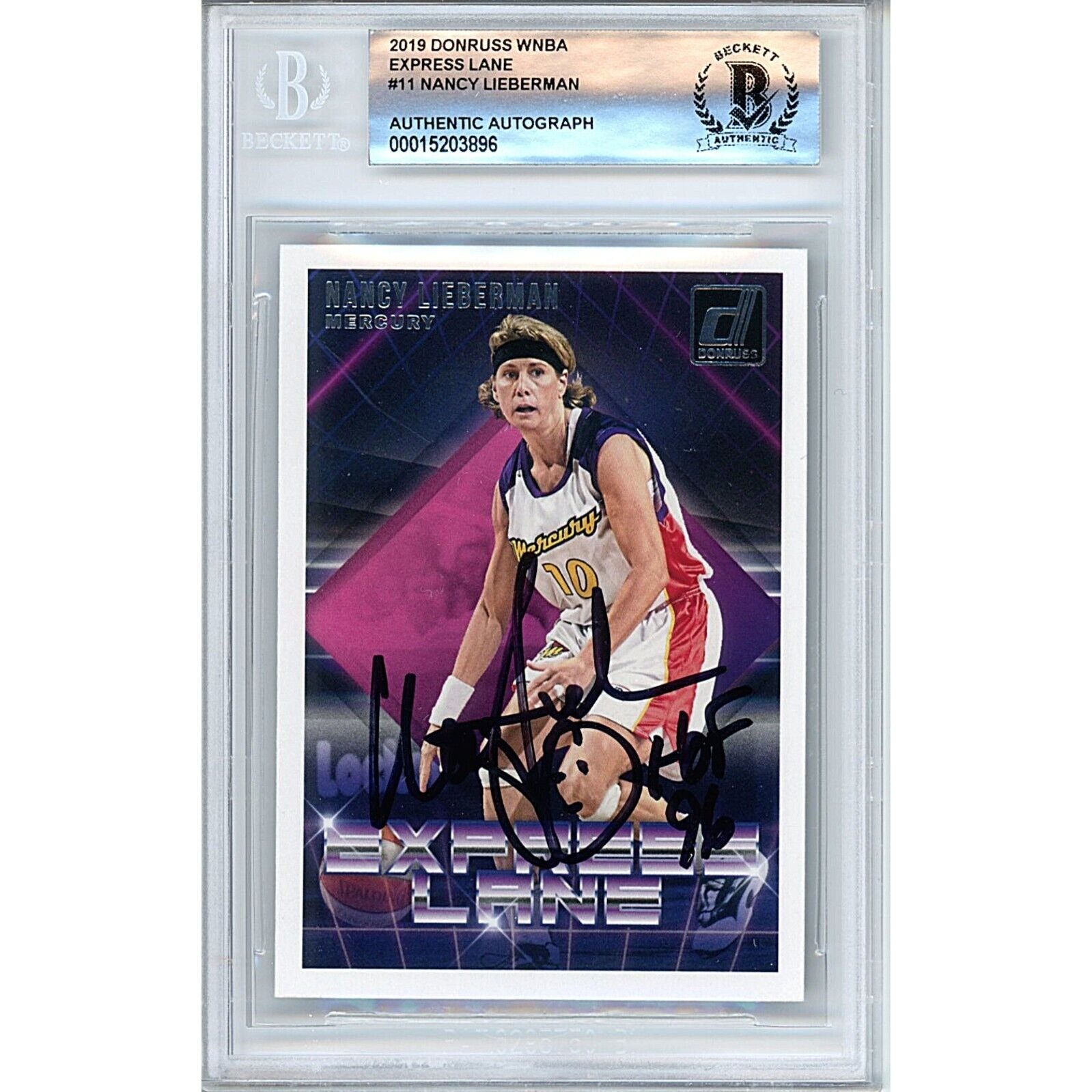 Nancy Lieberman Phoenix Mercury autographed trading card – full view – Beckett COA